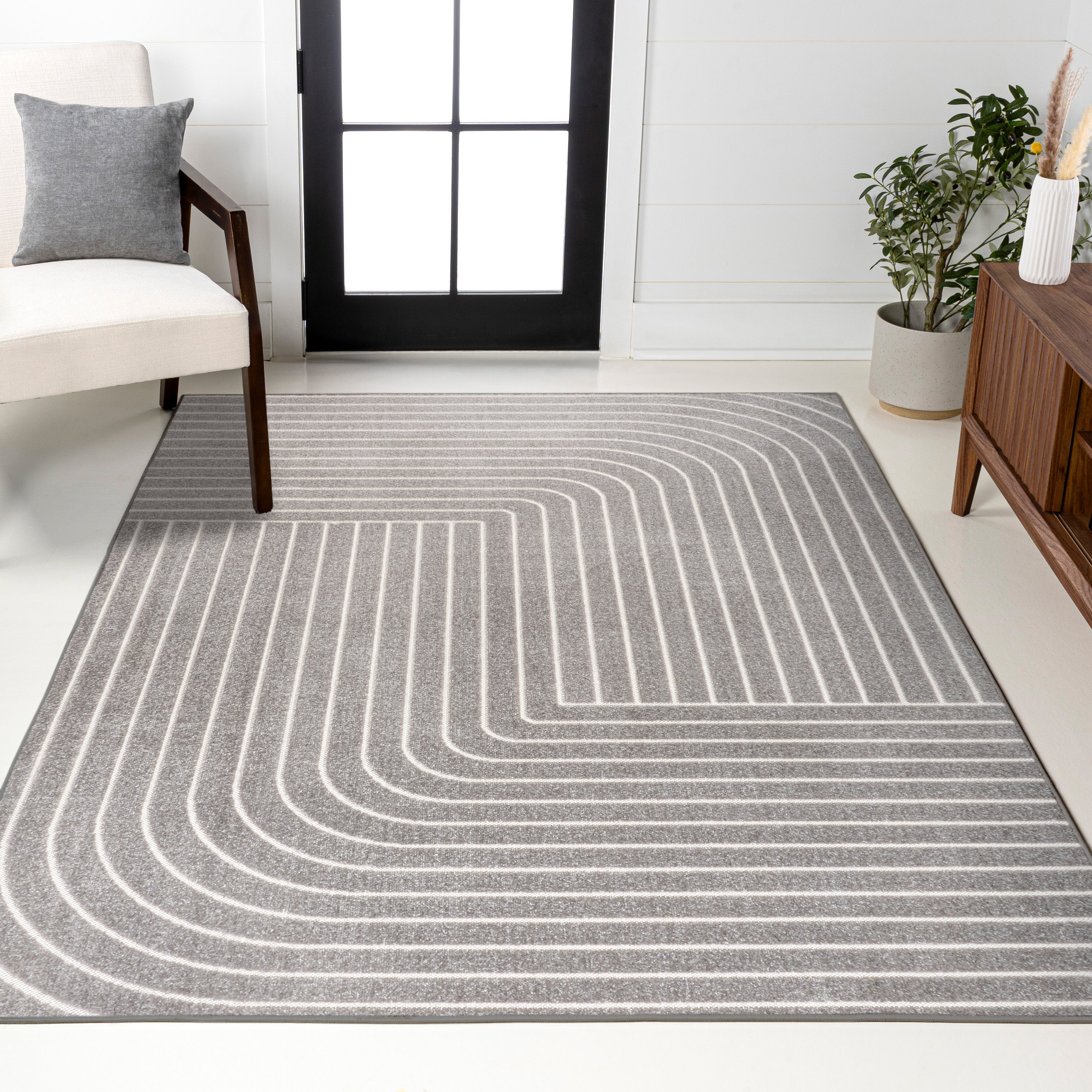 Odense High-Low Minimalist Angle Geometric Indoor/Outdoor Area Rug