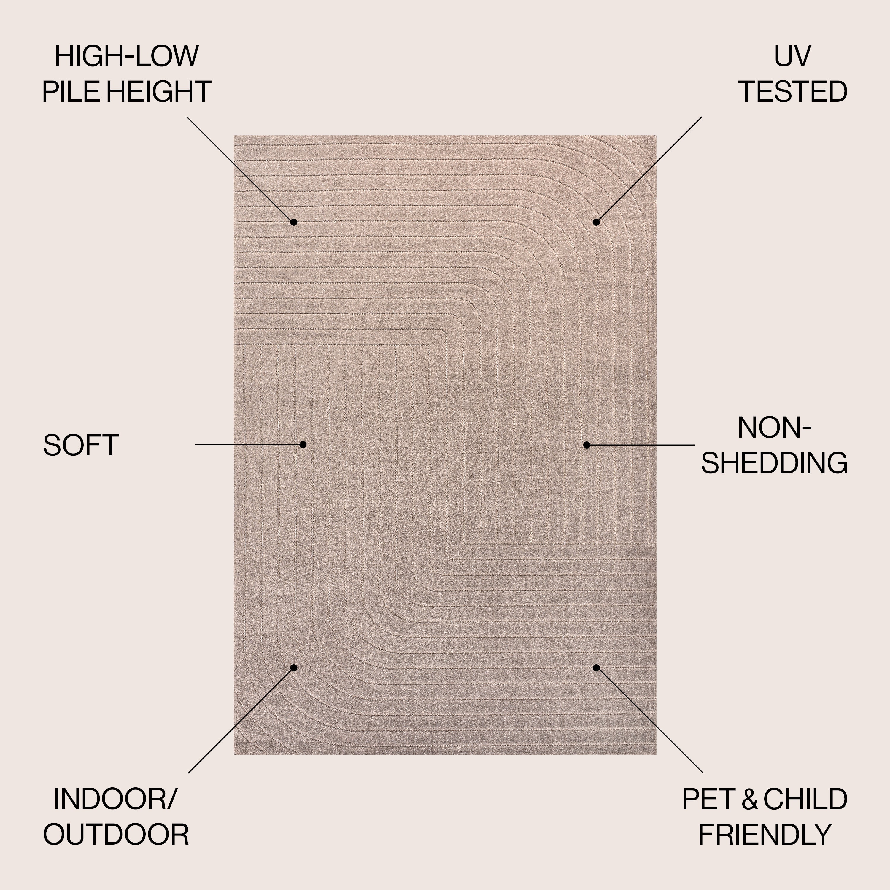 Odense High-Low Minimalist Angle Geometric Indoor/Outdoor Area Rug