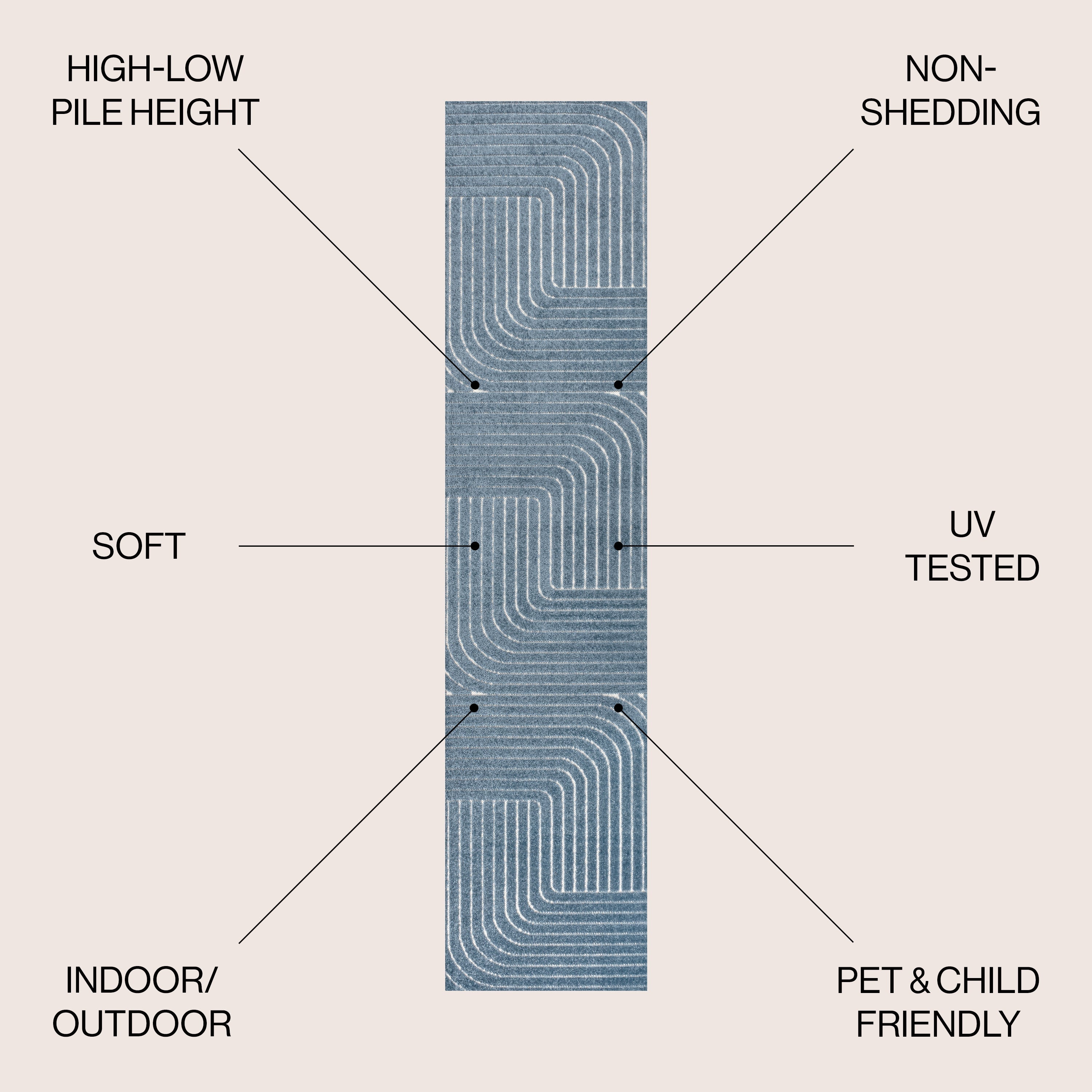 Odense High-Low Minimalist Angle Geometric Indoor/Outdoor Area Rug