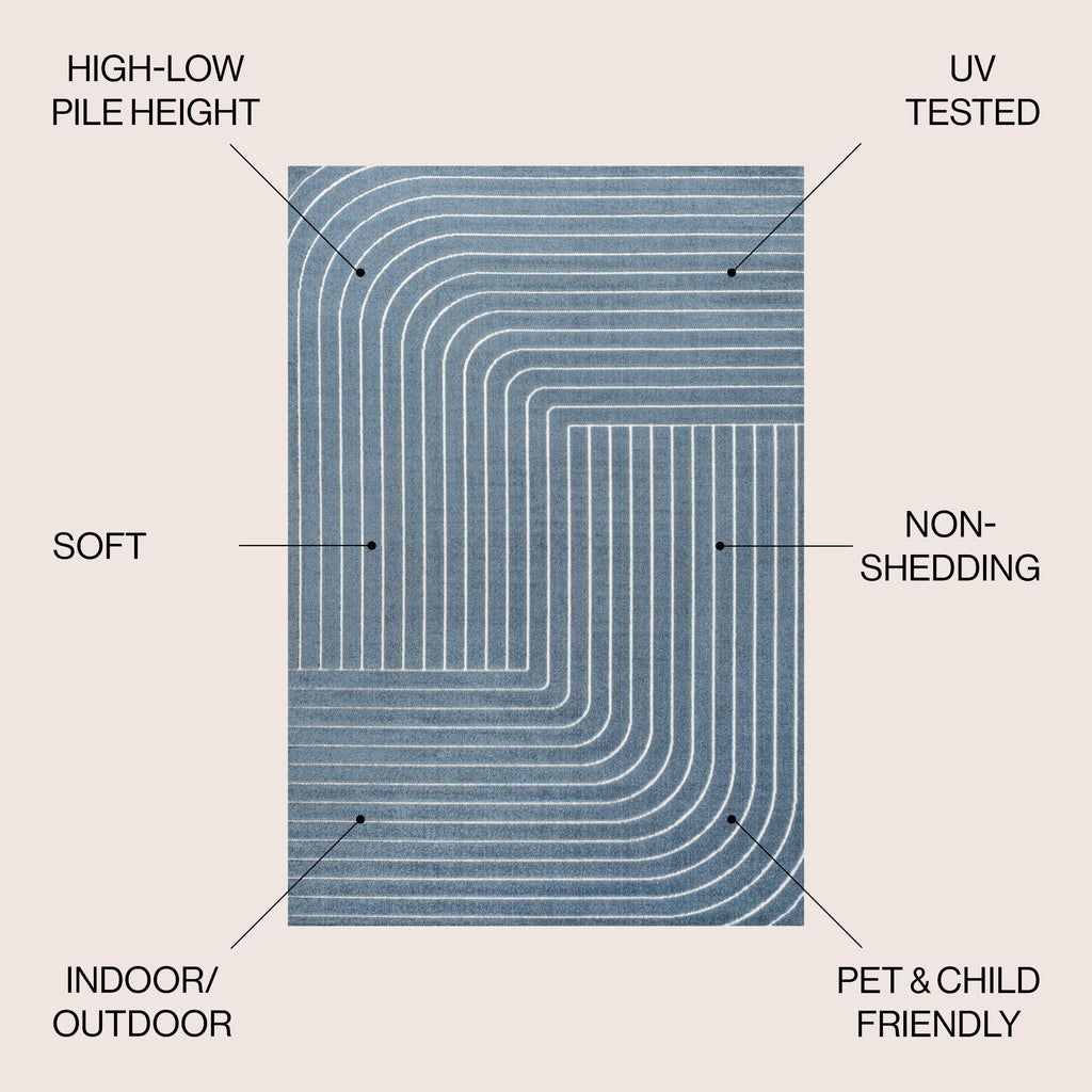Odense High-Low Minimalist Angle Geometric Indoor/Outdoor Area Rug
