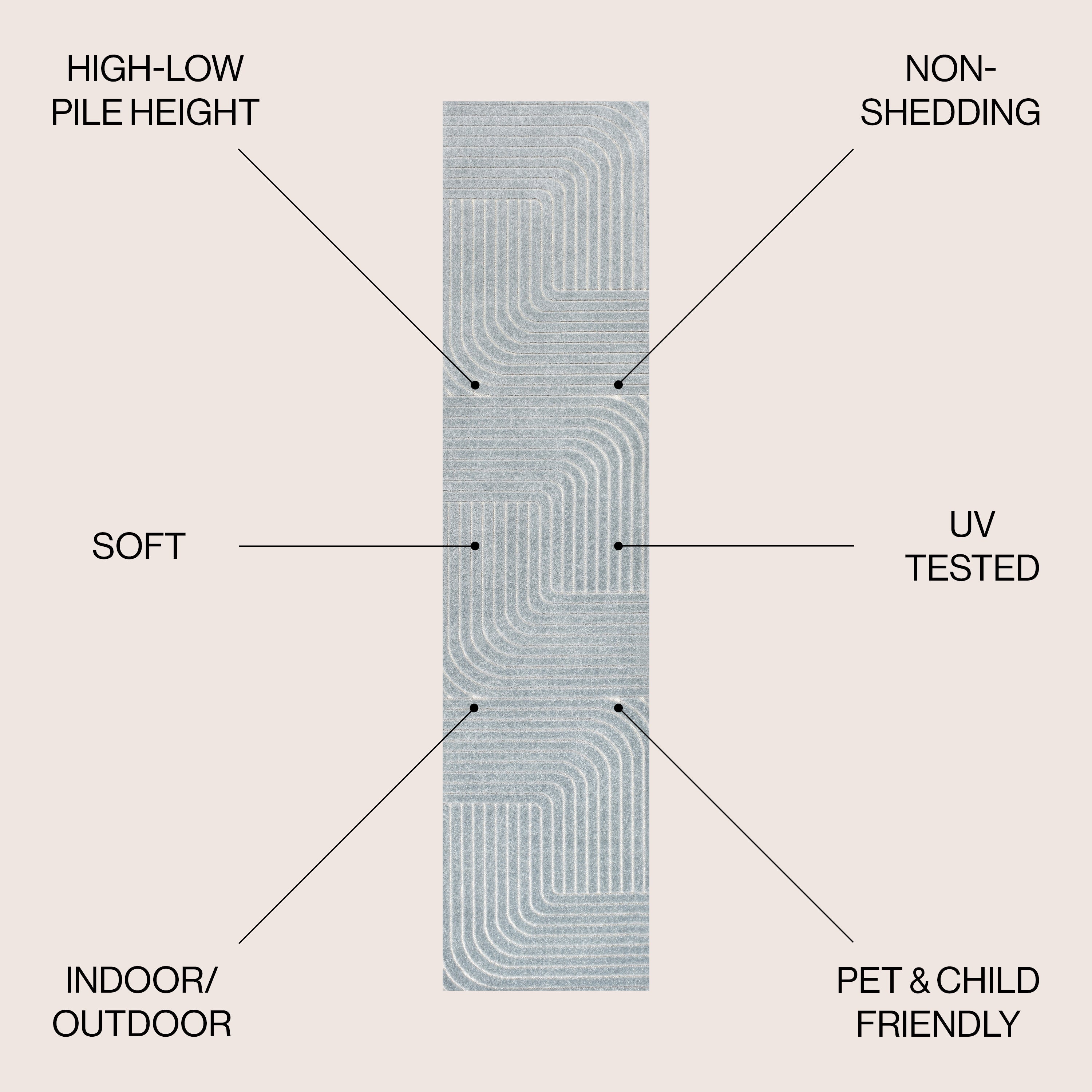 Odense High-Low Minimalist Angle Geometric Indoor/Outdoor Area Rug