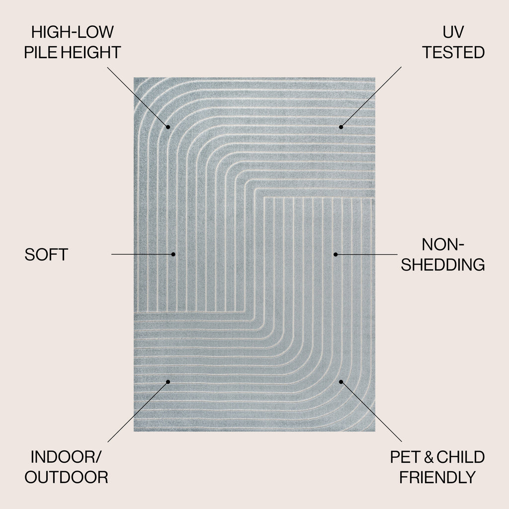 Odense High-Low Minimalist Angle Geometric Indoor/Outdoor Area Rug