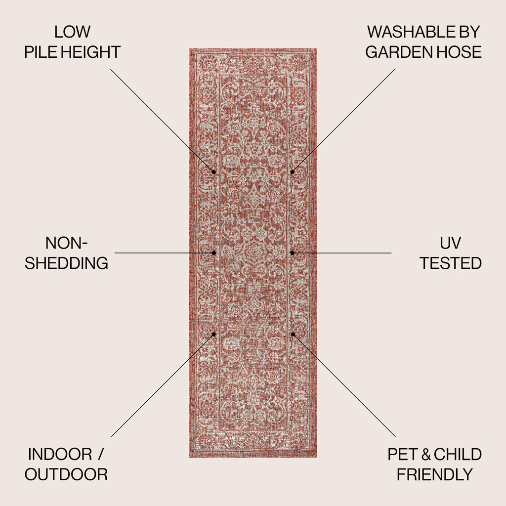 Tela Bohemian Textured Weave Floral Indoor/Outdoor Area Rug