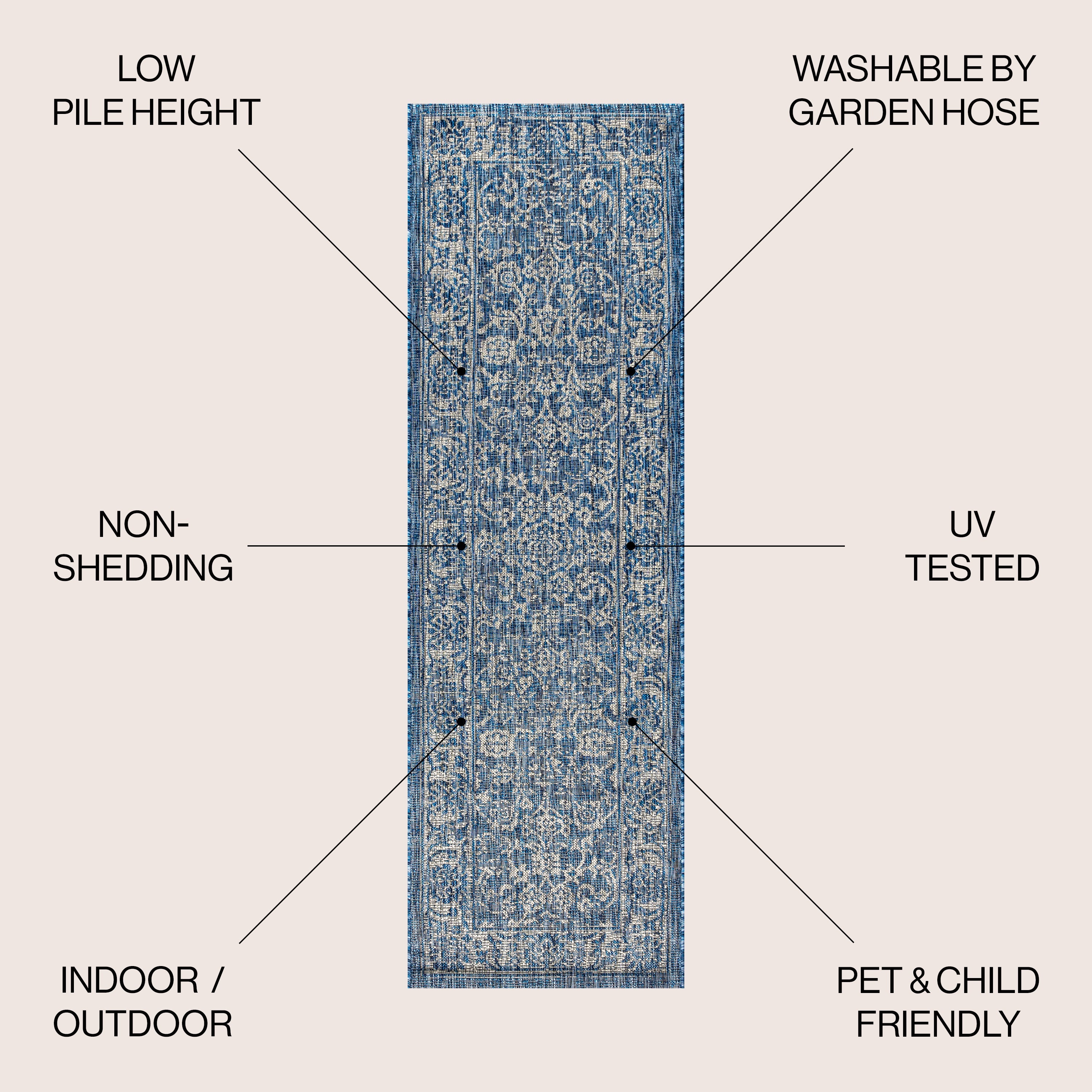 Tela Bohemian Textured Weave Floral Indoor/Outdoor Area Rug