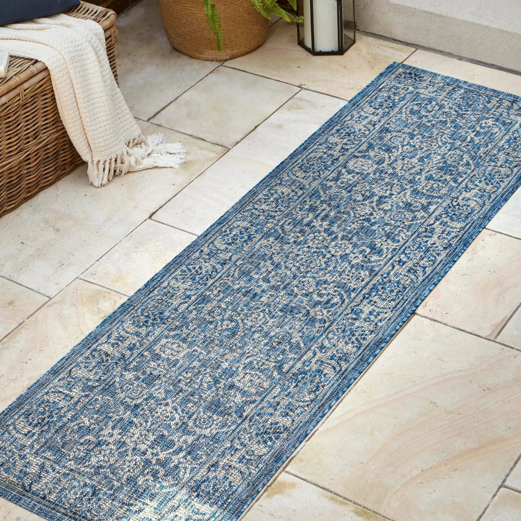 Tela Bohemian Textured Weave Floral Indoor/Outdoor Area Rug