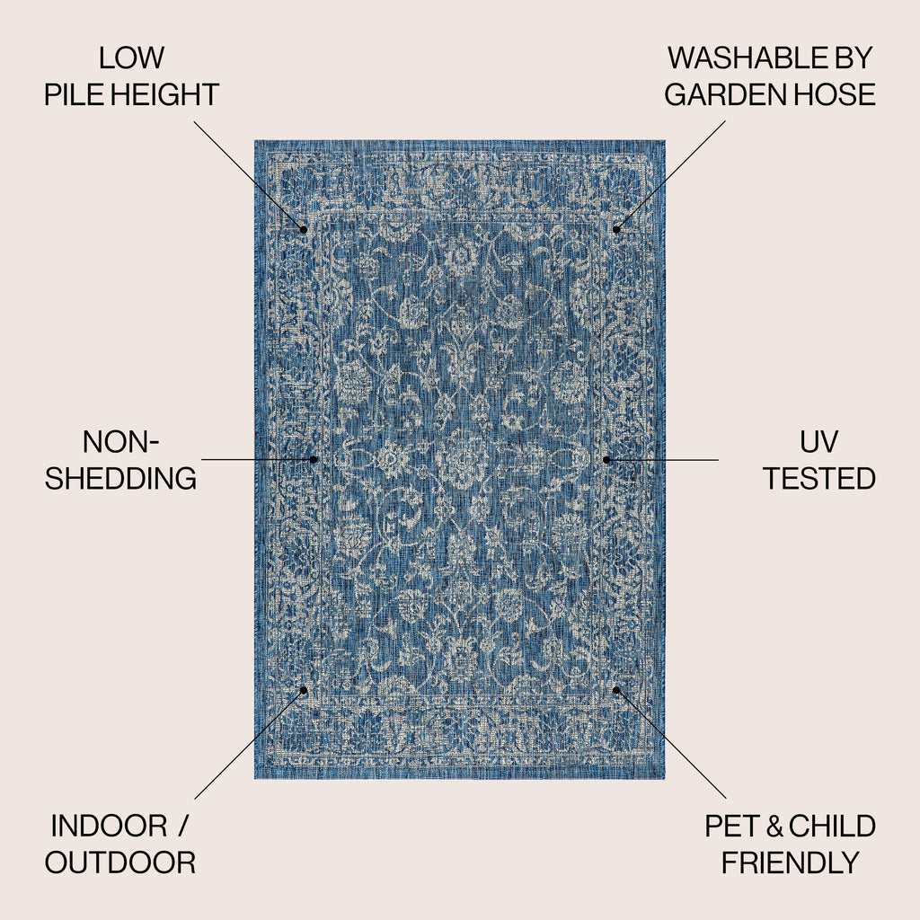 Tela Bohemian Textured Weave Floral Indoor/Outdoor Area Rug