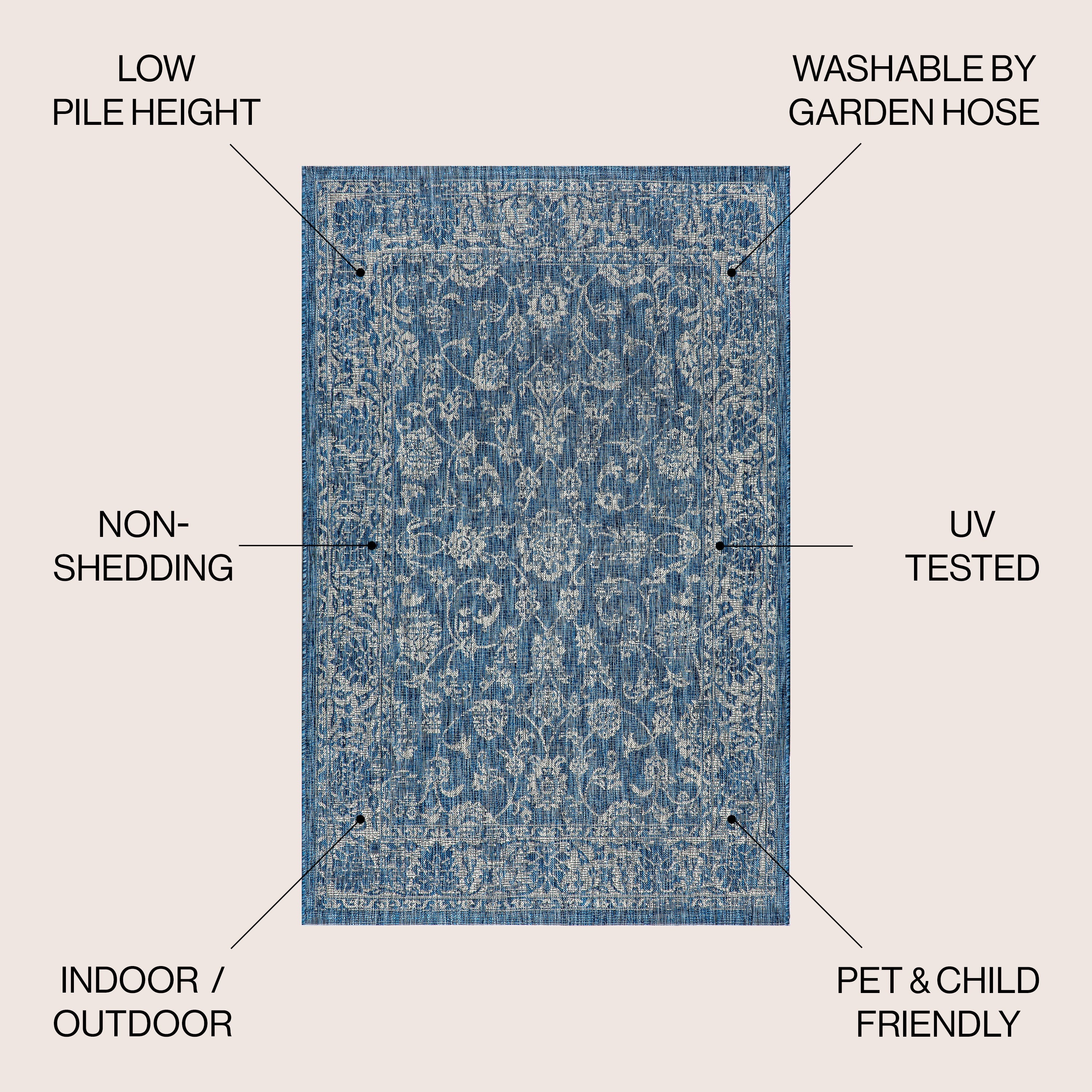 Tela Bohemian Textured Weave Floral Indoor/Outdoor Area Rug