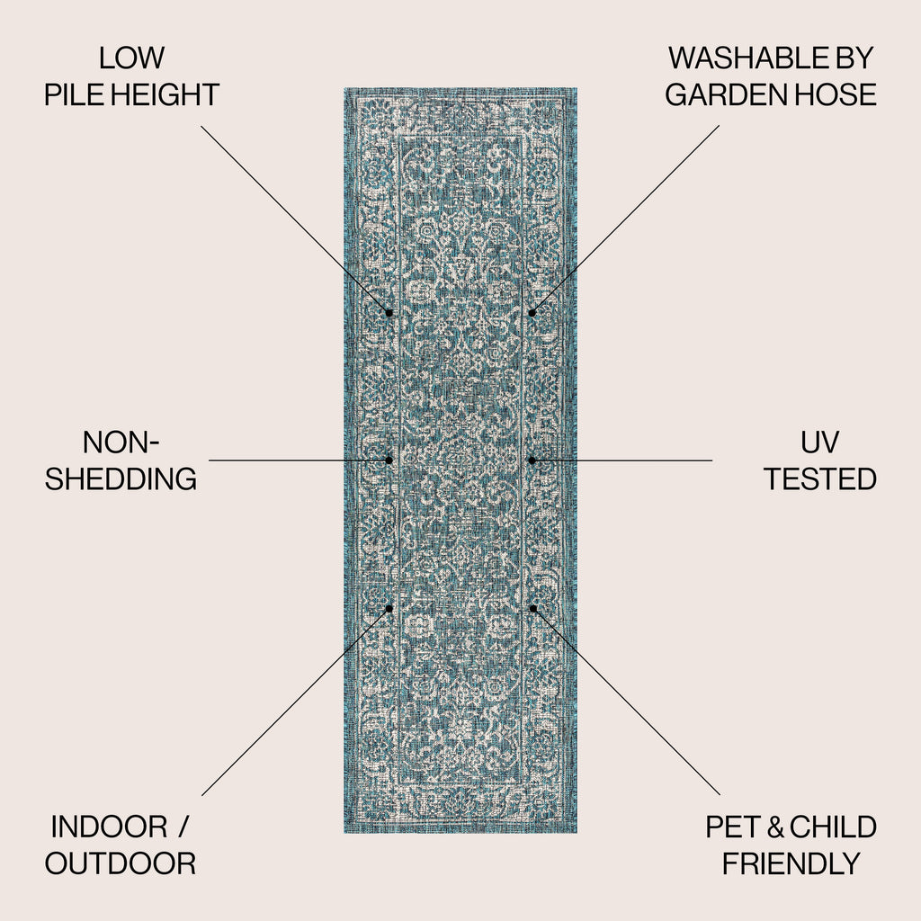 Tela Bohemian Textured Weave Floral Indoor/Outdoor Area Rug