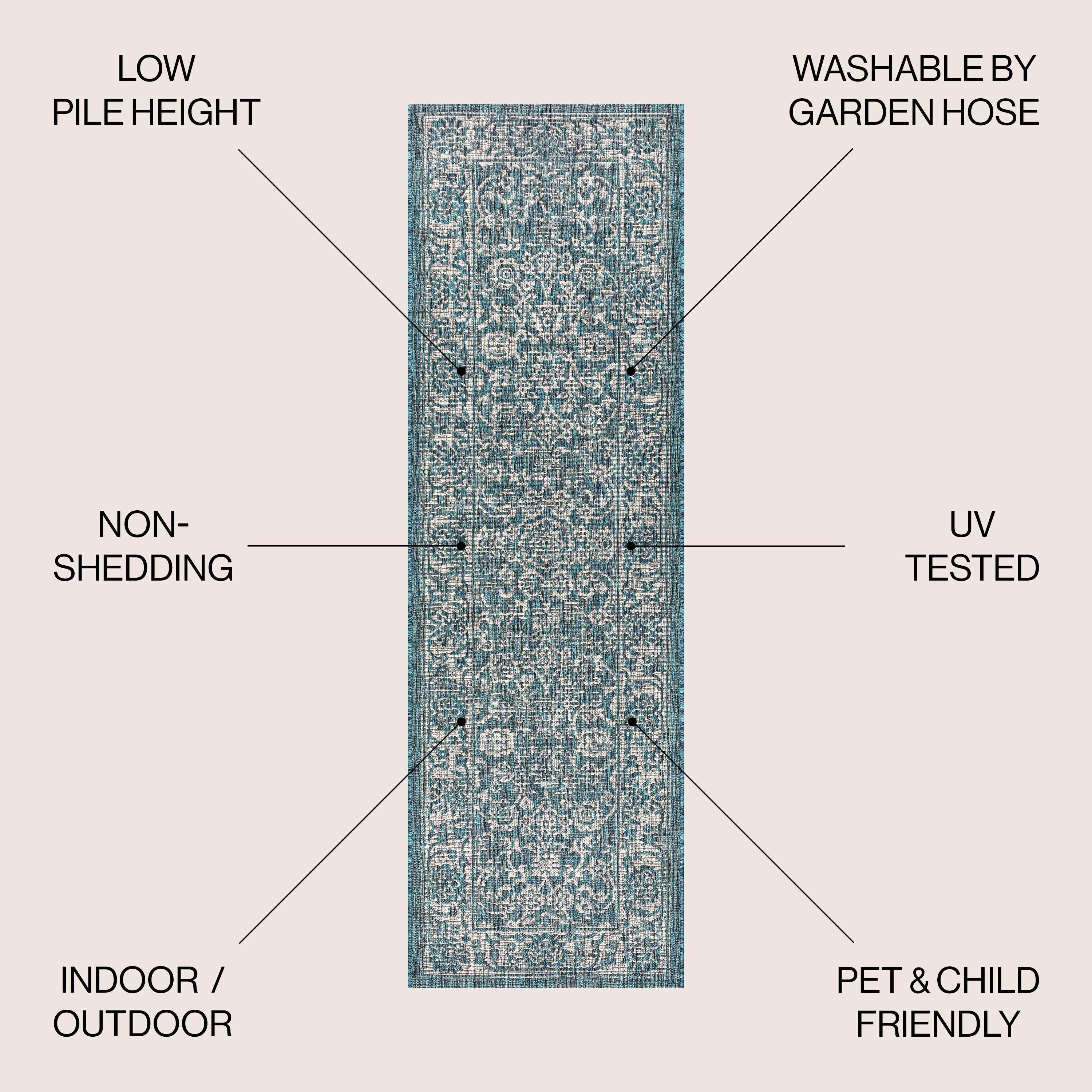Tela Bohemian Textured Weave Floral Indoor/Outdoor Area Rug