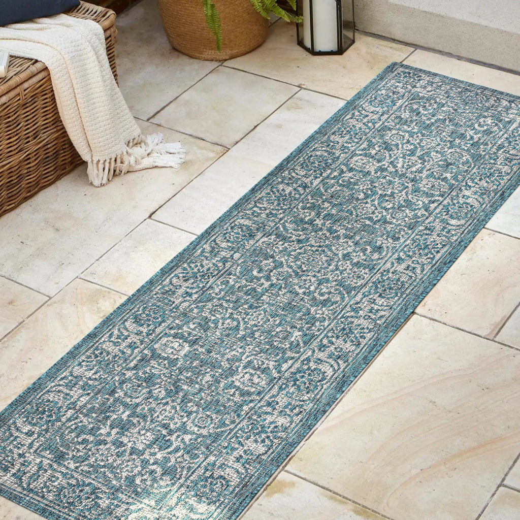 Tela Bohemian Textured Weave Floral Indoor/Outdoor Area Rug