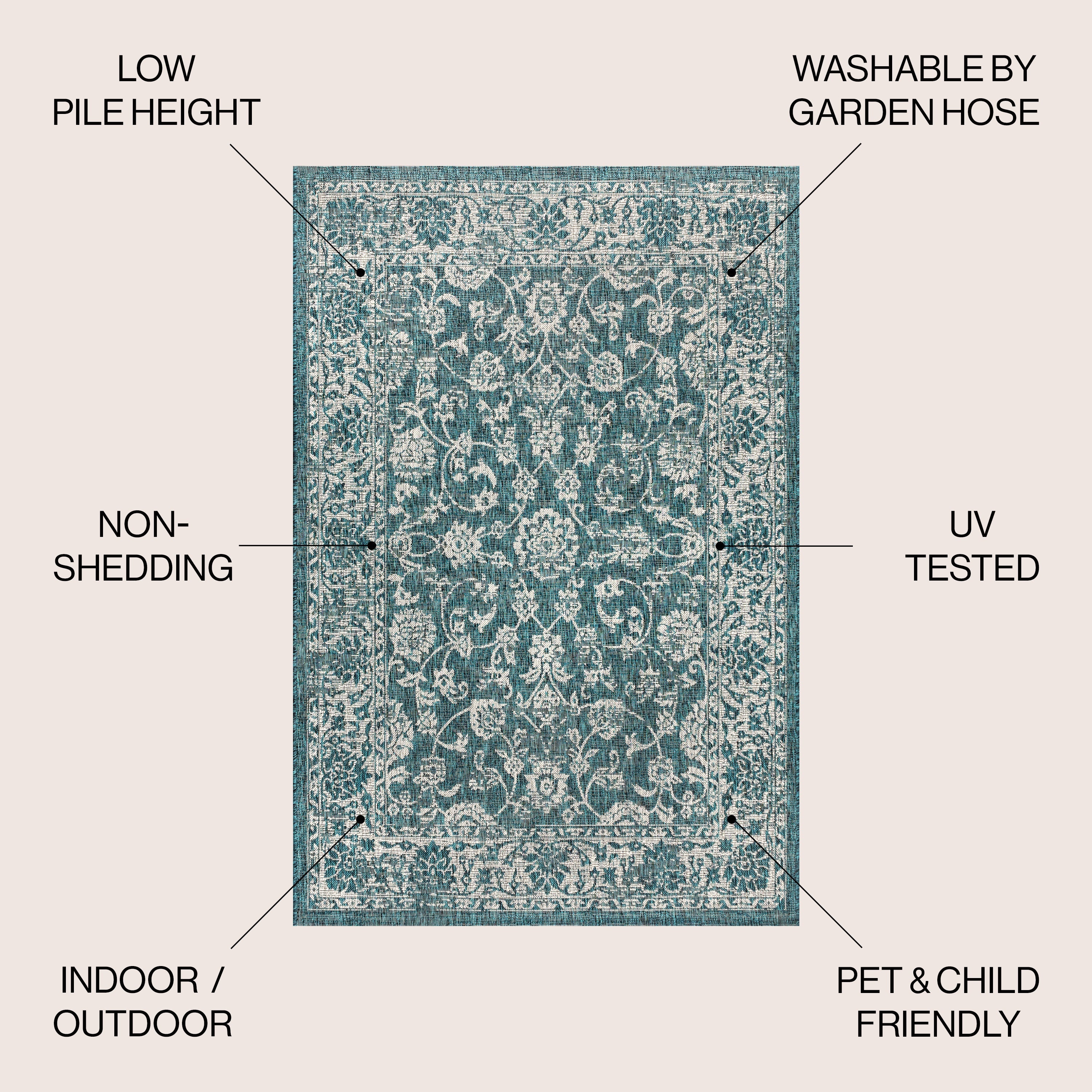 Tela Bohemian Textured Weave Floral Indoor/Outdoor Area Rug