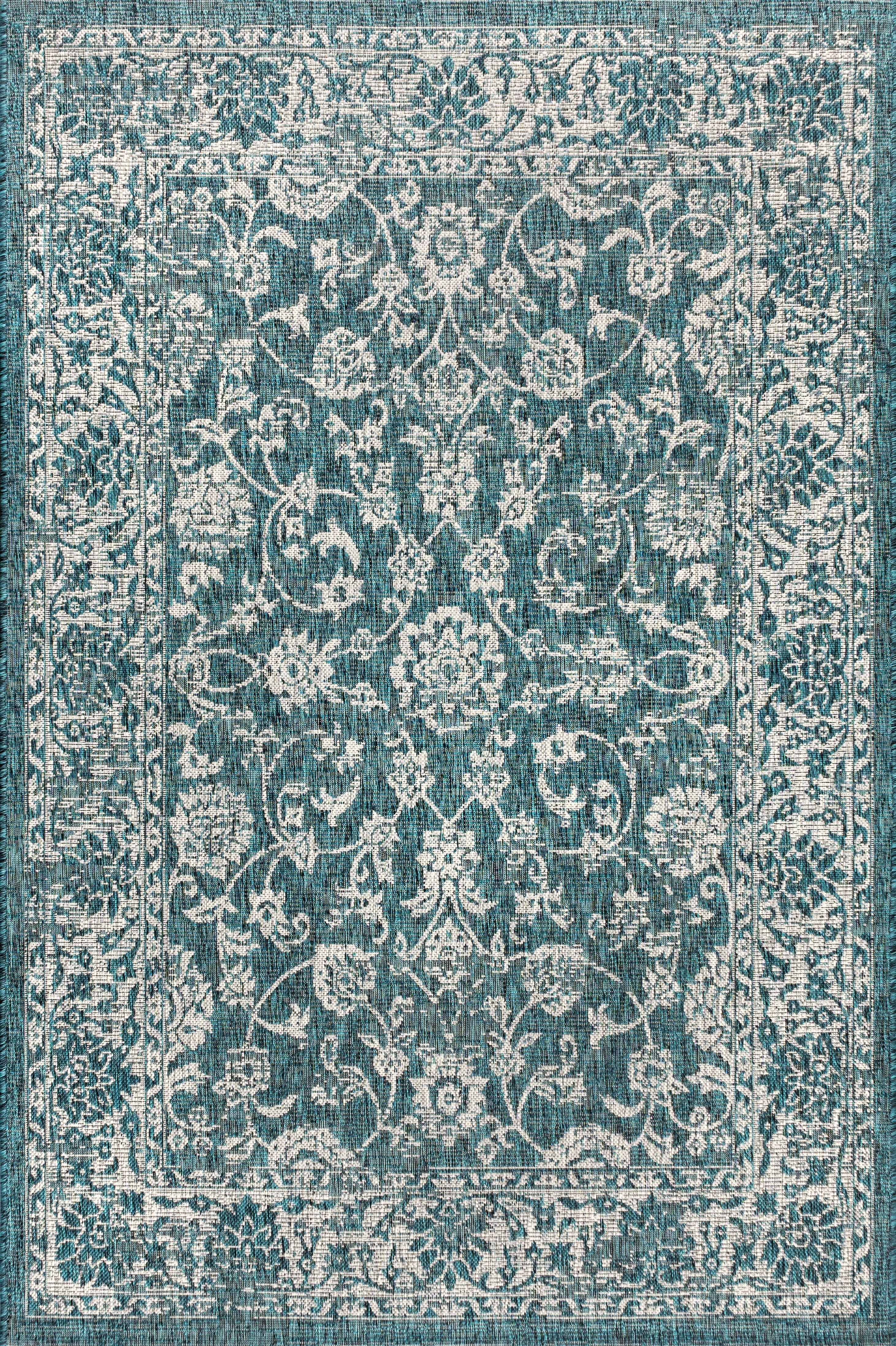 Tela Bohemian Textured Weave Floral Indoor/Outdoor Area Rug