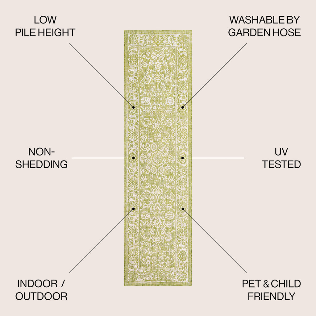 Tela Bohemian Textured Weave Floral Indoor/Outdoor Area Rug