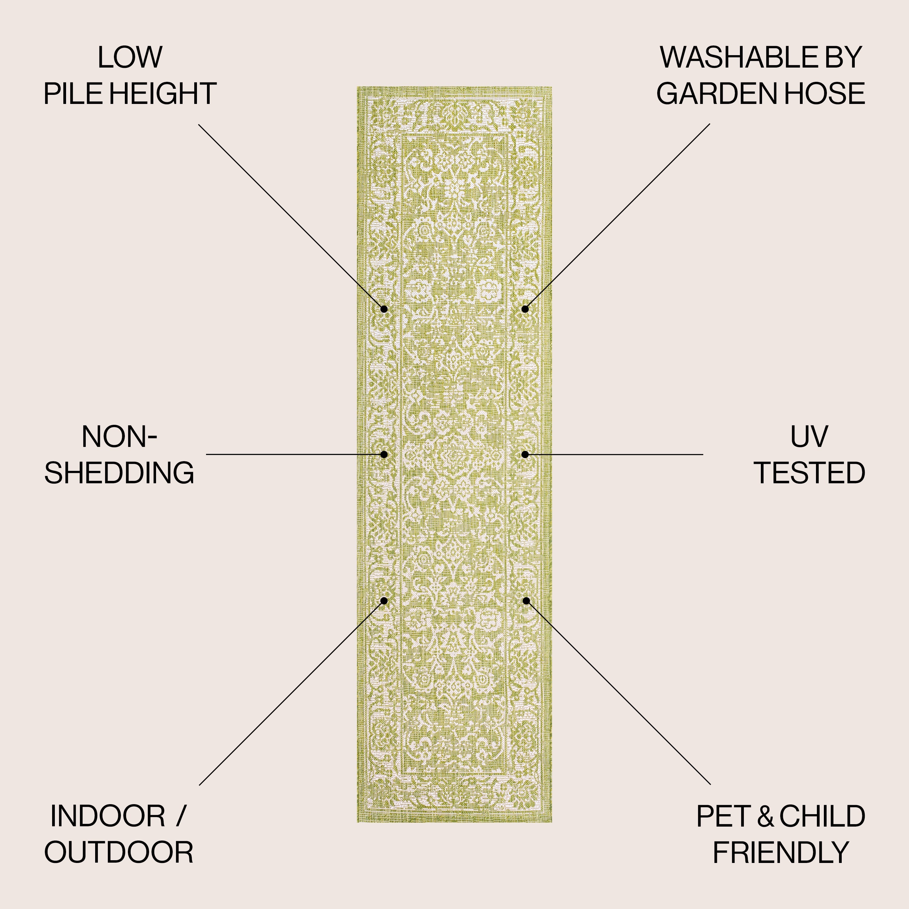 Tela Bohemian Textured Weave Floral Indoor/Outdoor Area Rug
