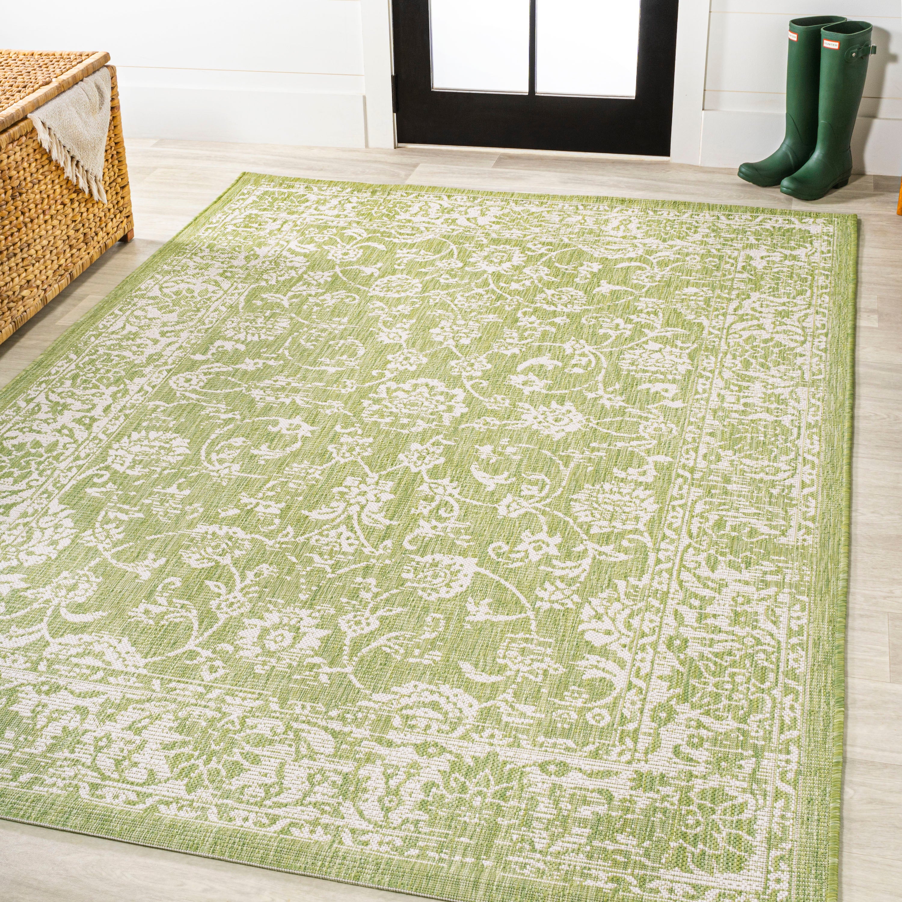 Tela Bohemian Textured Weave Floral Indoor/Outdoor Area Rug