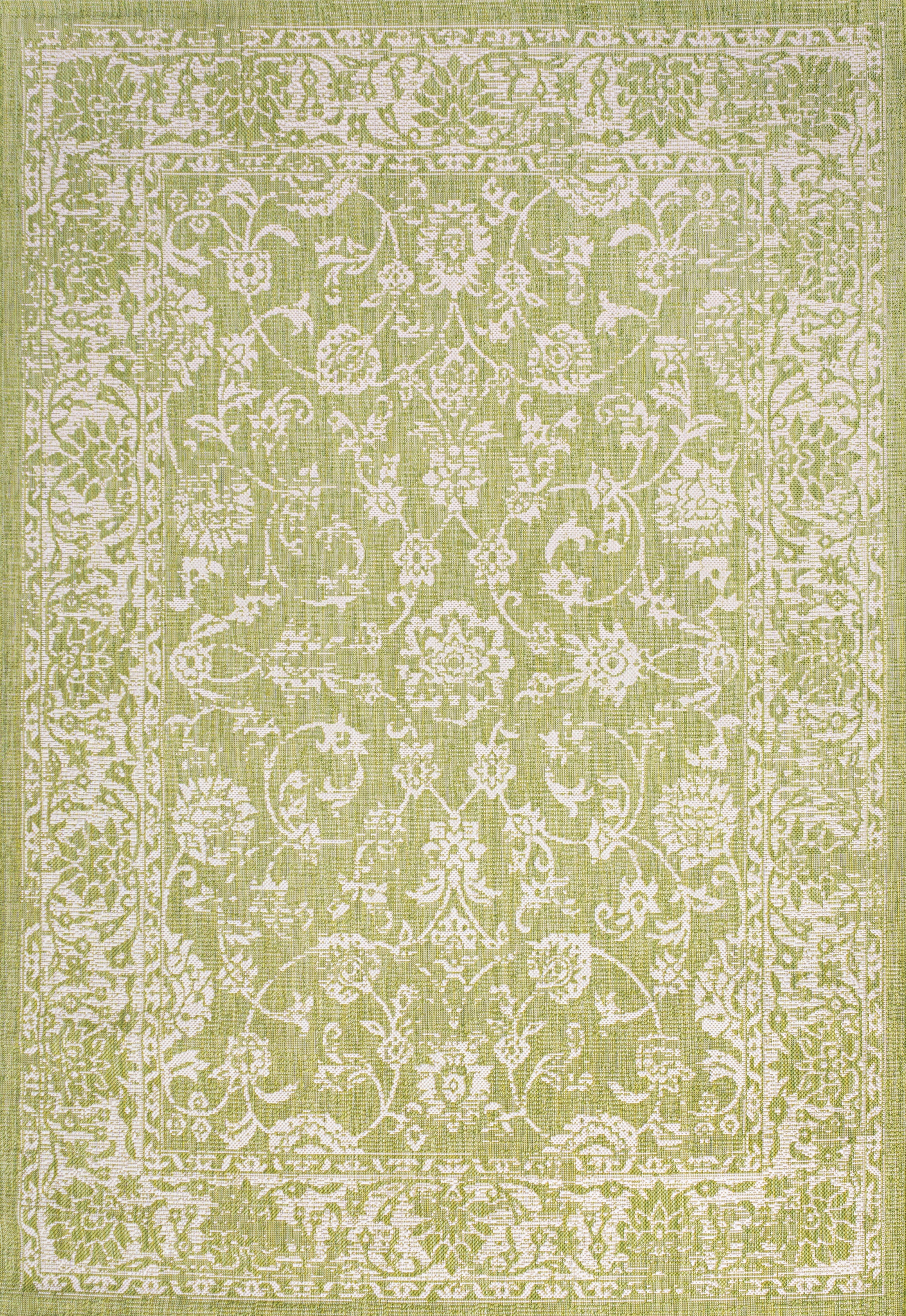 Tela Bohemian Textured Weave Floral Indoor/Outdoor Area Rug