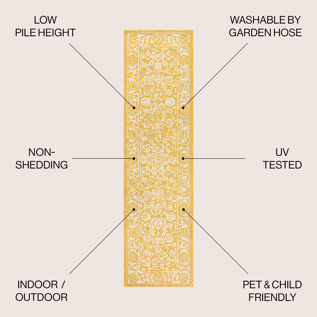 Tela Bohemian Textured Weave Floral Indoor/Outdoor Area Rug
