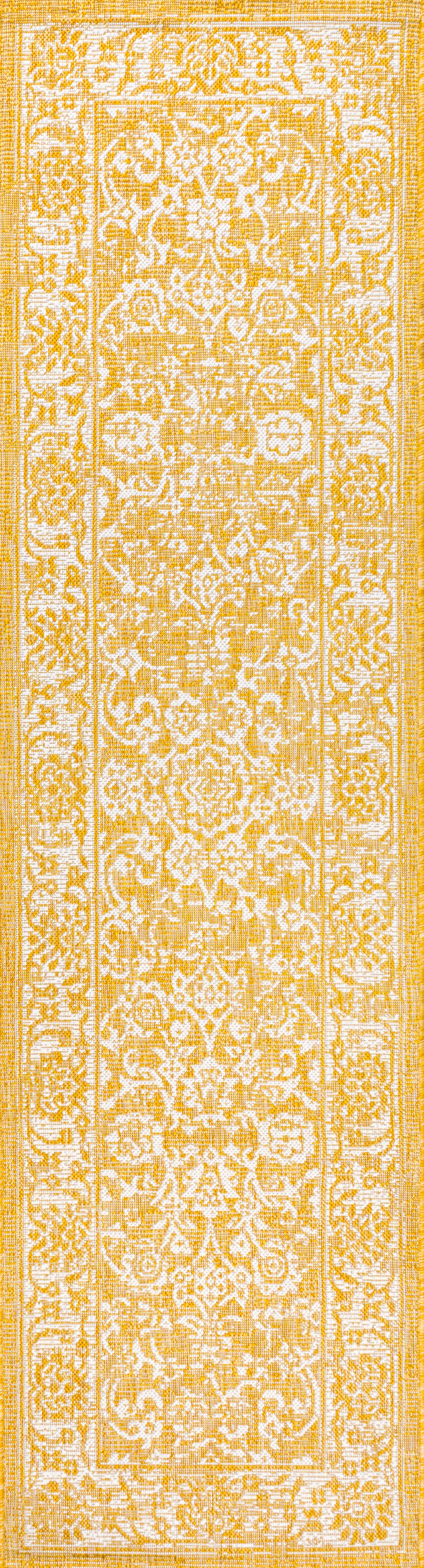 Tela Bohemian Textured Weave Floral Indoor/Outdoor Area Rug