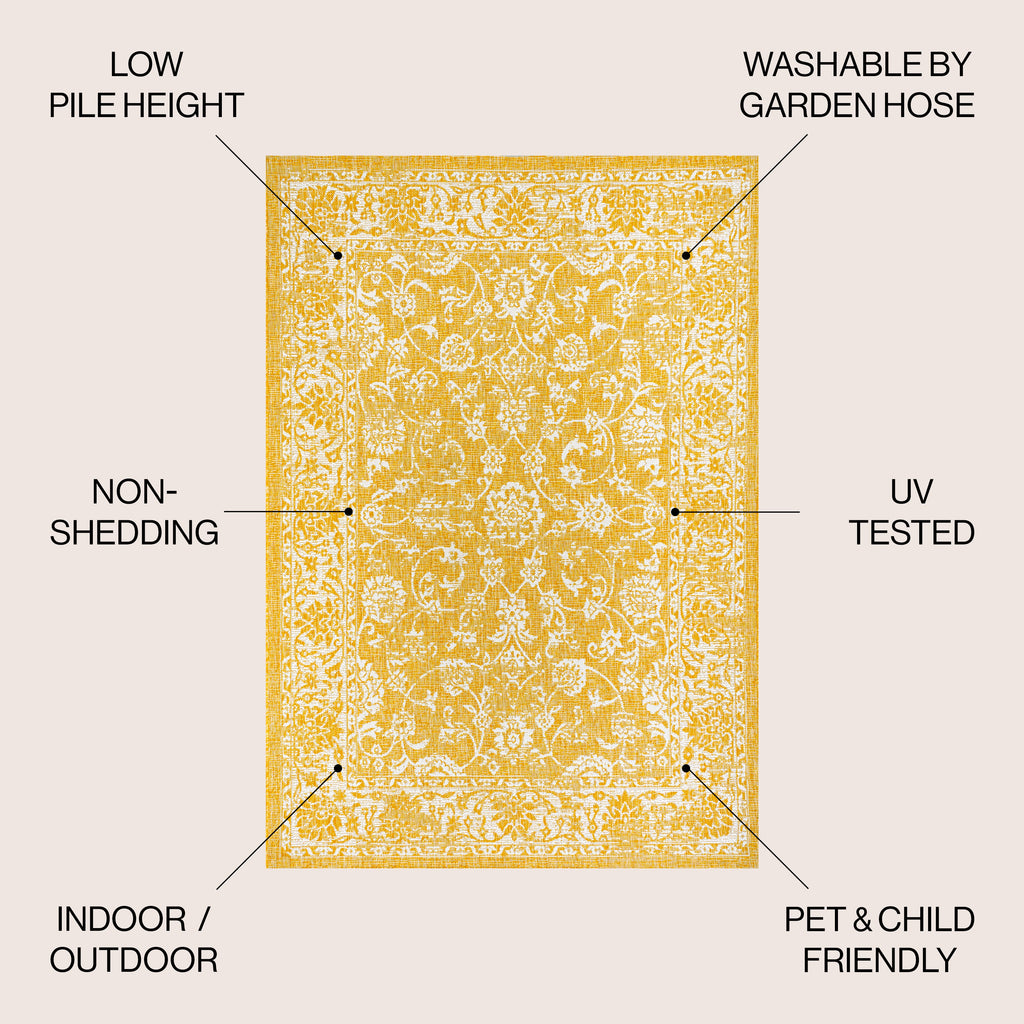 Tela Bohemian Textured Weave Floral Indoor/Outdoor Area Rug