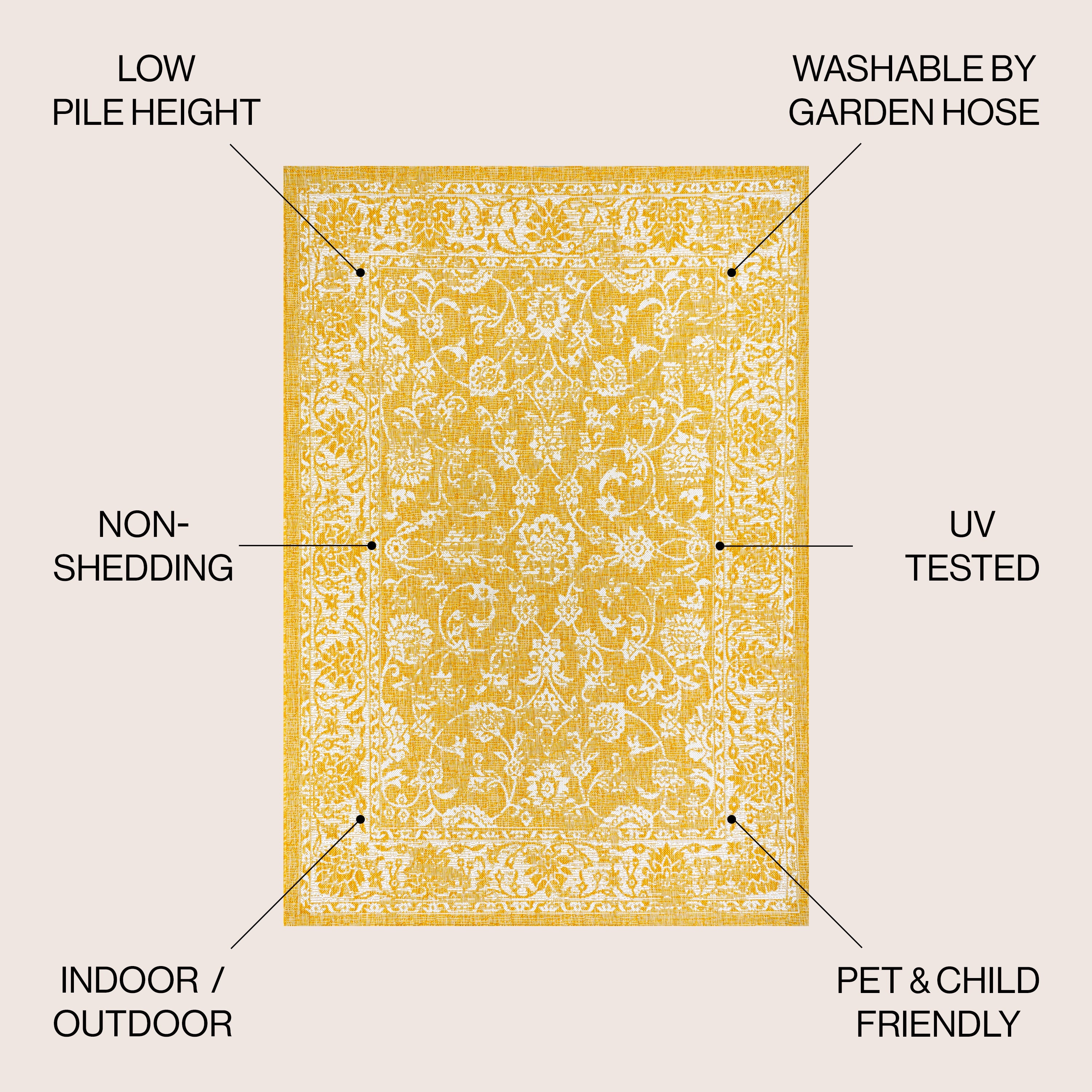 Tela Bohemian Textured Weave Floral Indoor/Outdoor Area Rug