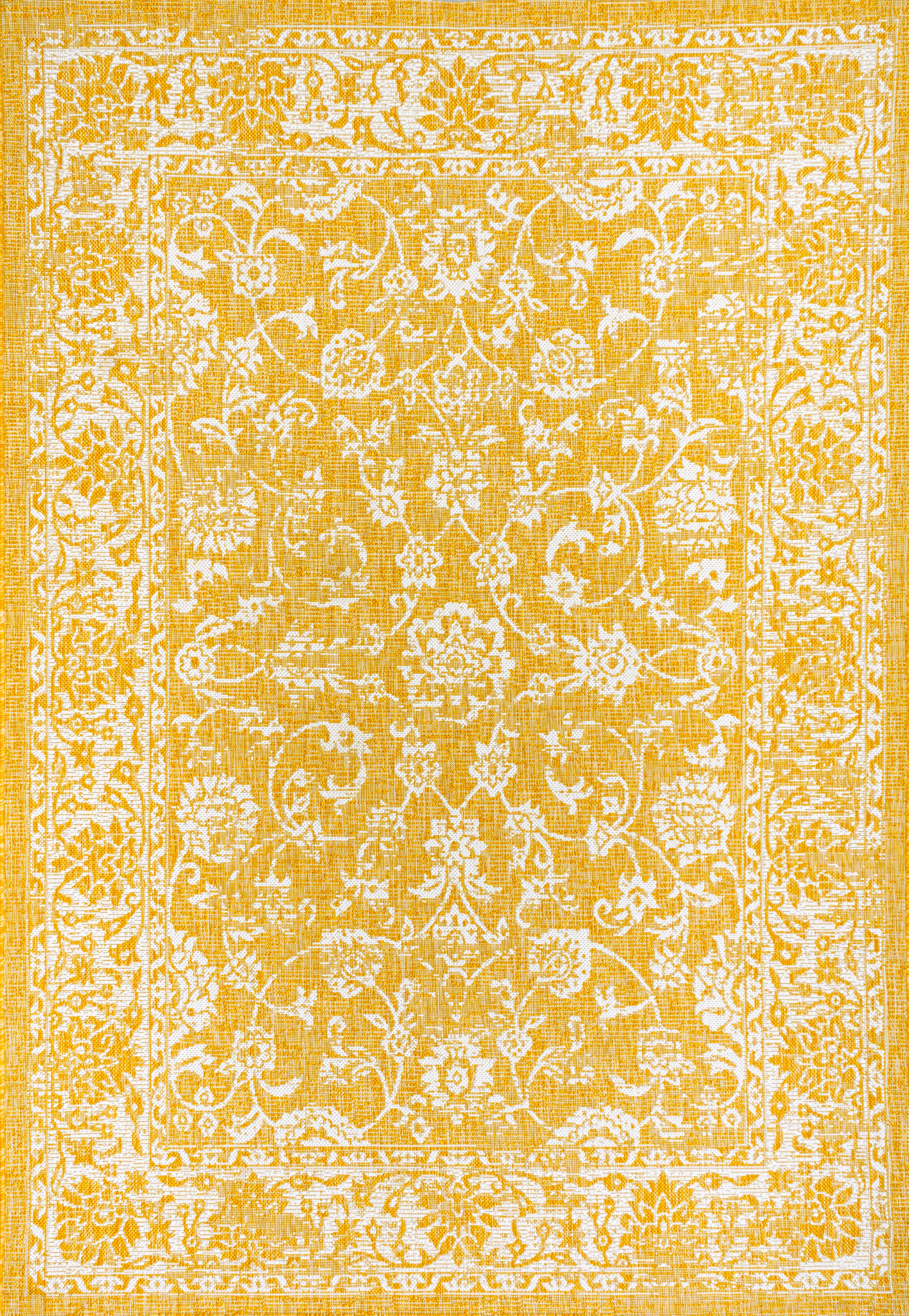 Tela Bohemian Textured Weave Floral Indoor/Outdoor Area Rug