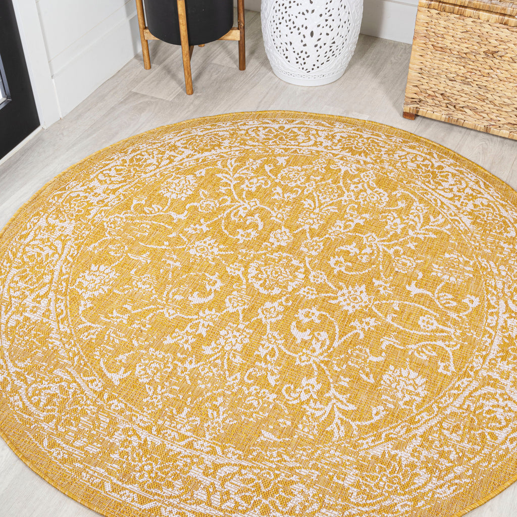 Tela Bohemian Textured Weave Floral Indoor/Outdoor Area Rug