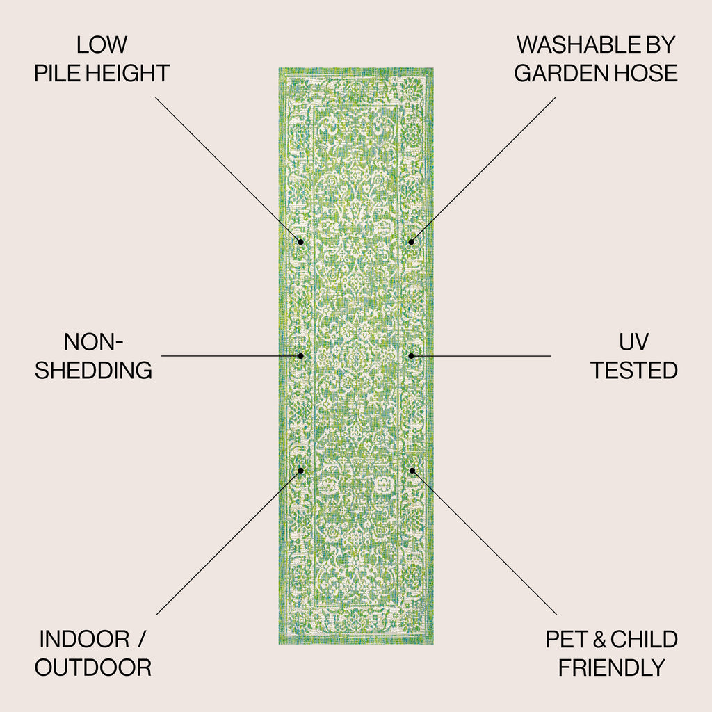 Tela Bohemian Textured Weave Floral Indoor/Outdoor Area Rug