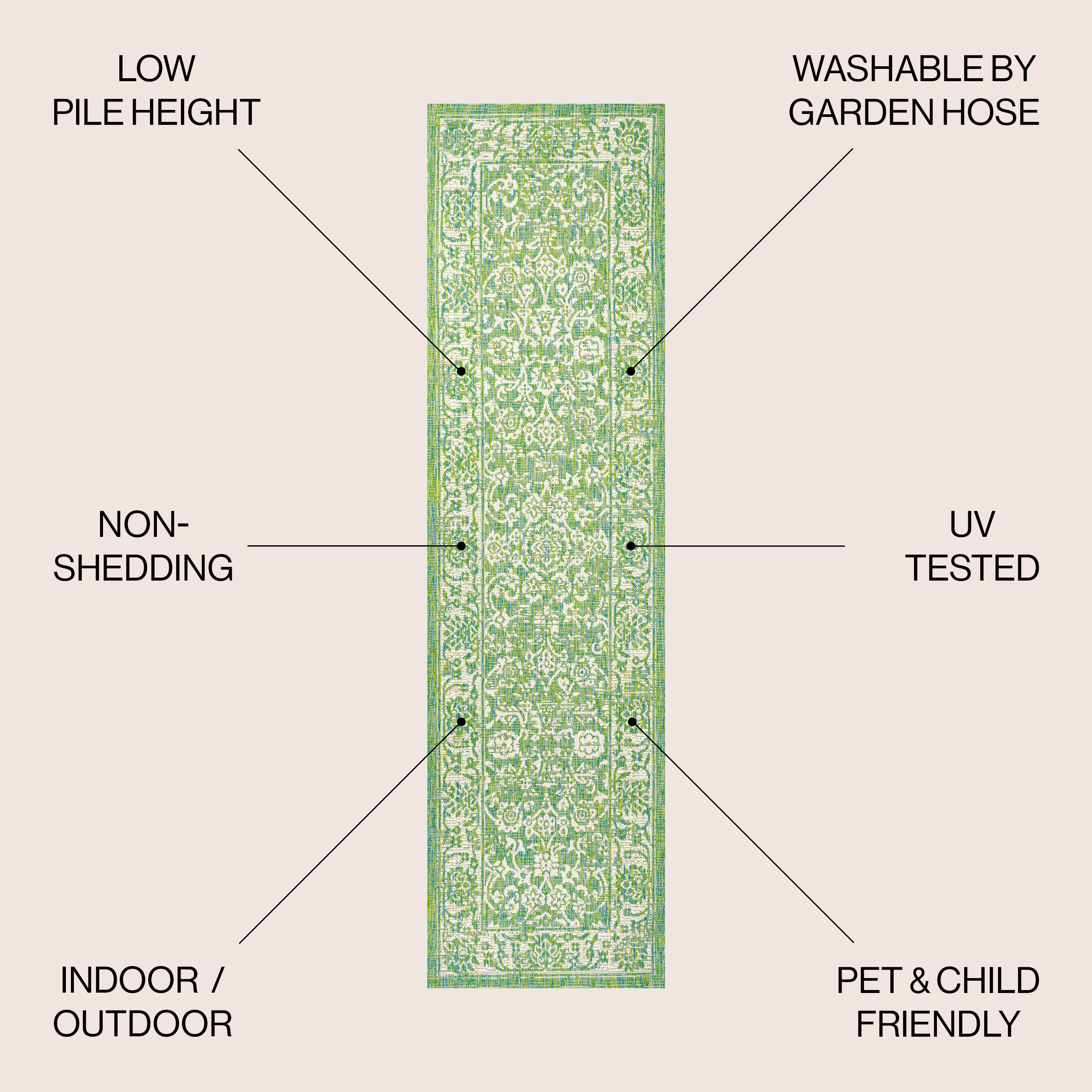 Tela Bohemian Textured Weave Floral Indoor/Outdoor Area Rug