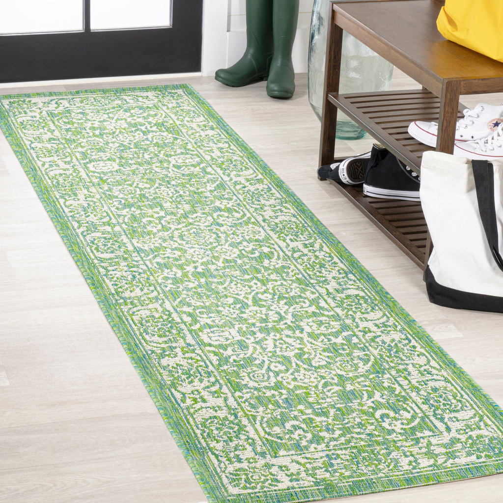 Tela Bohemian Textured Weave Floral Indoor/Outdoor Area Rug