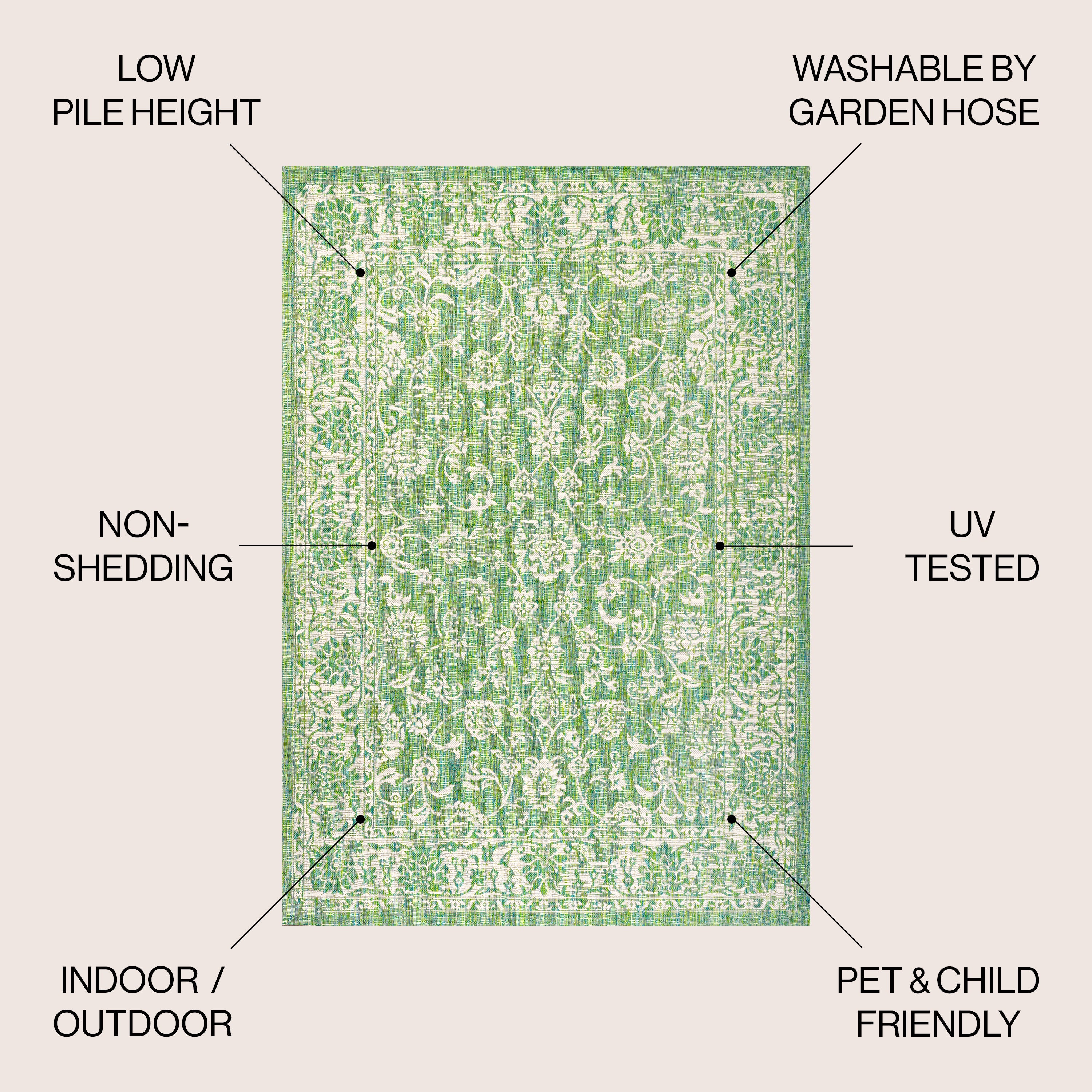 Tela Bohemian Textured Weave Floral Indoor/Outdoor Area Rug