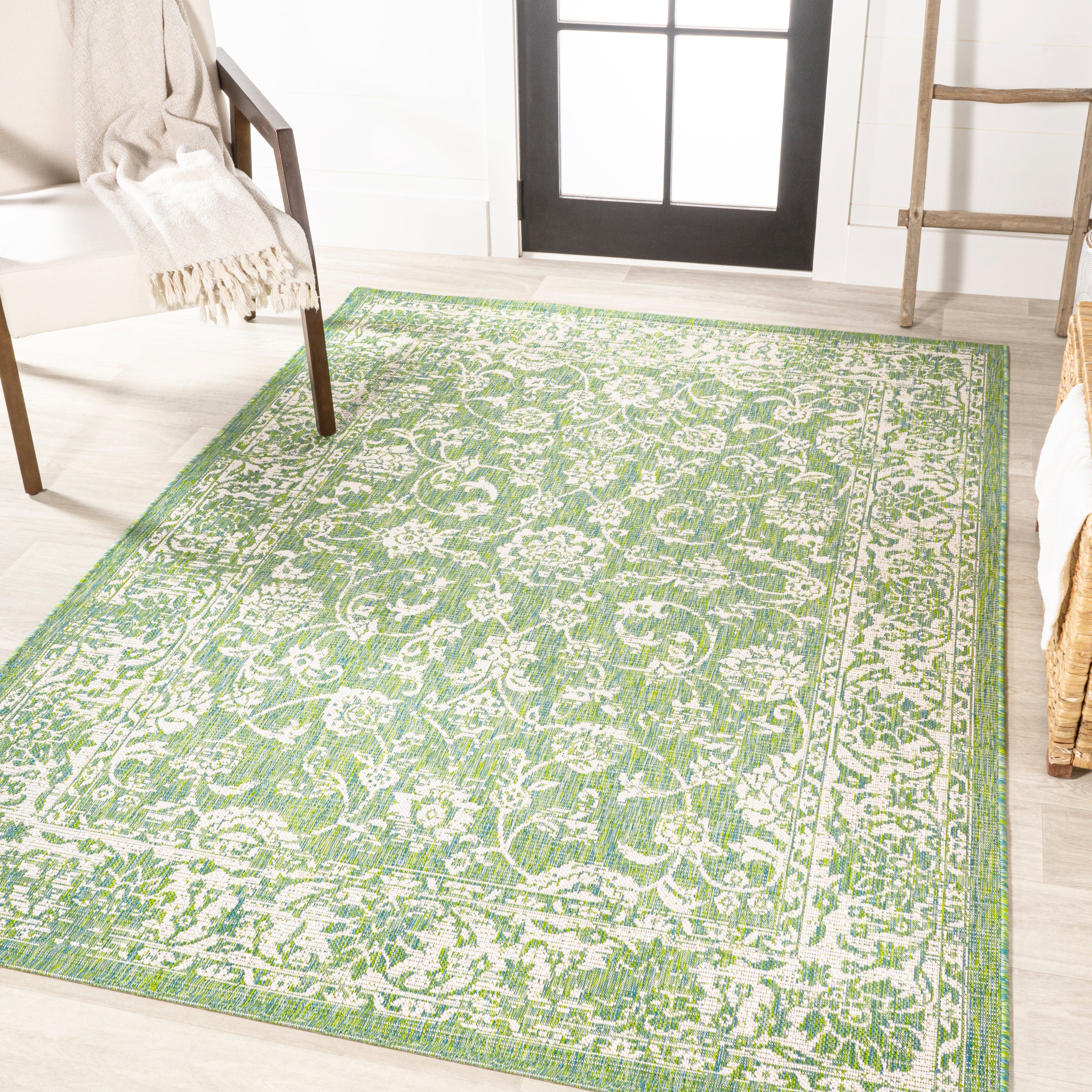 Tela Bohemian Textured Weave Floral Indoor/Outdoor Area Rug
