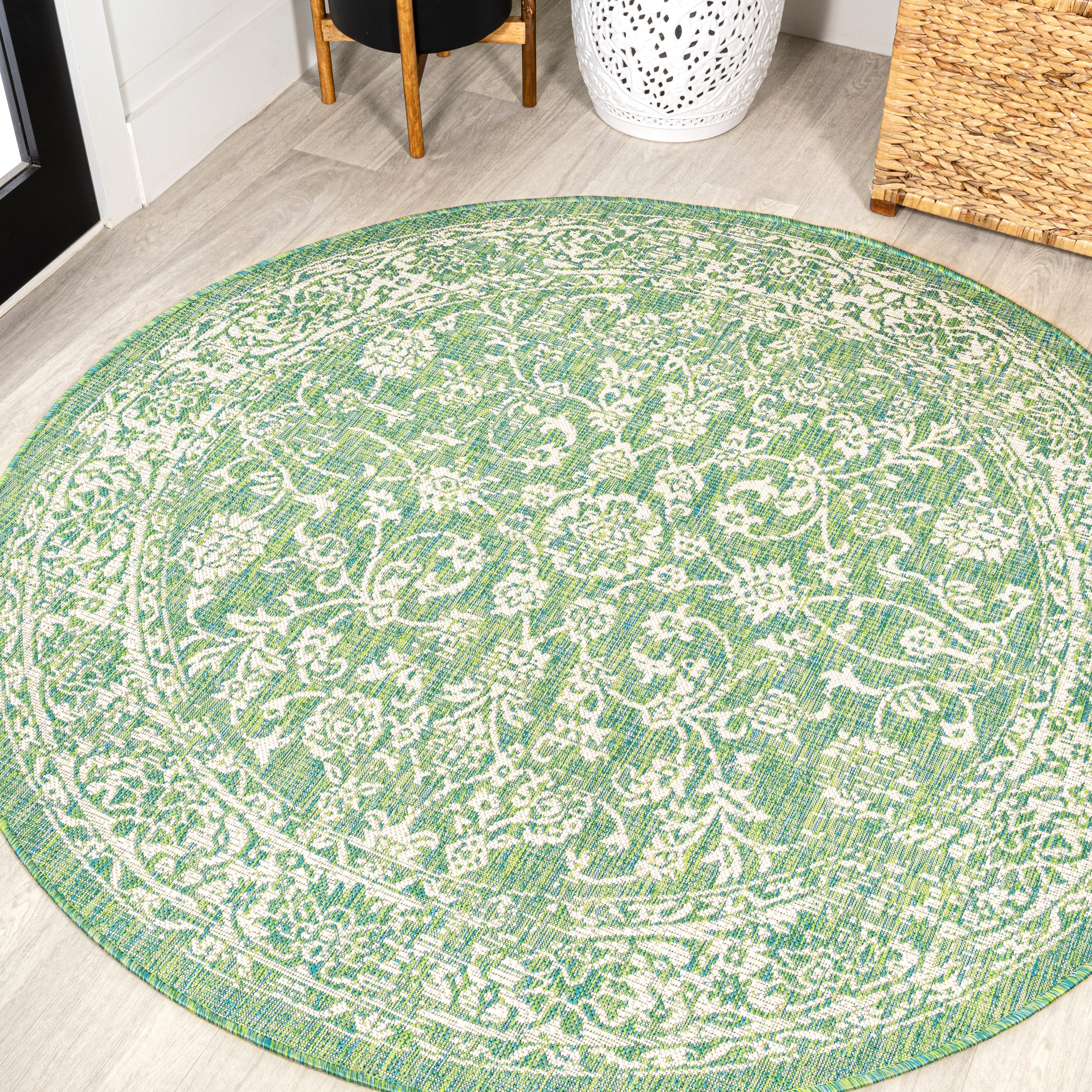 Tela Bohemian Textured Weave Floral Indoor/Outdoor Area Rug