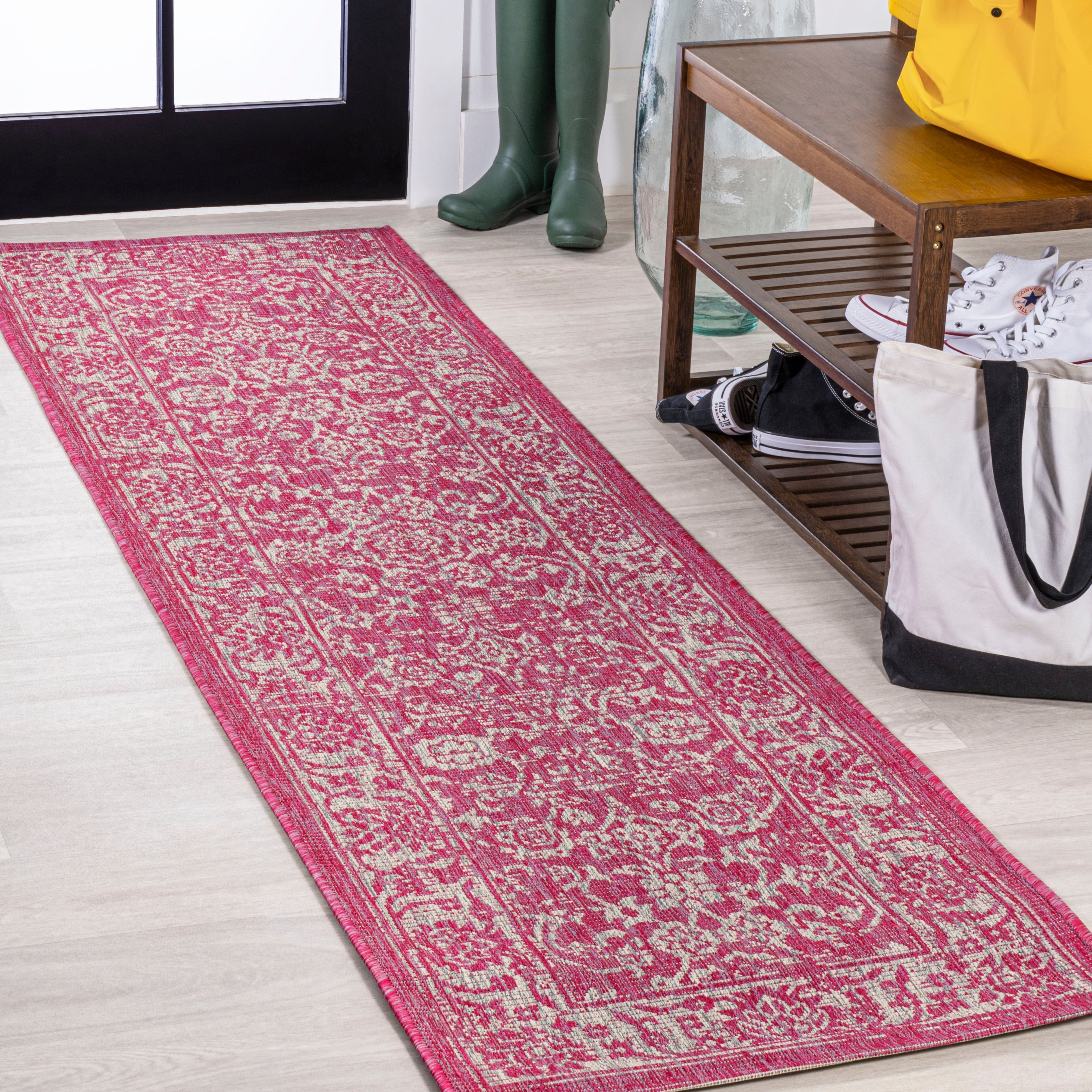 Tela Bohemian Textured Weave Floral Indoor/Outdoor Area Rug