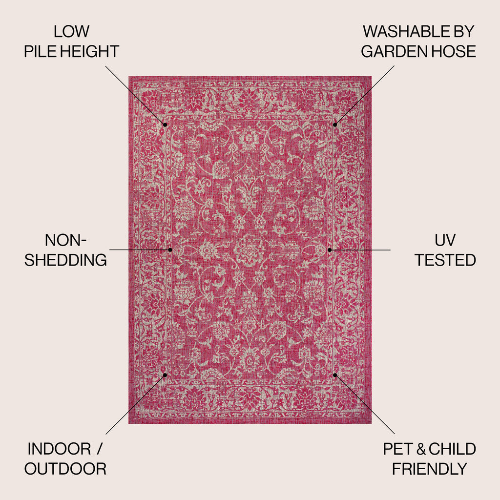 Tela Bohemian Textured Weave Floral Indoor/Outdoor Area Rug