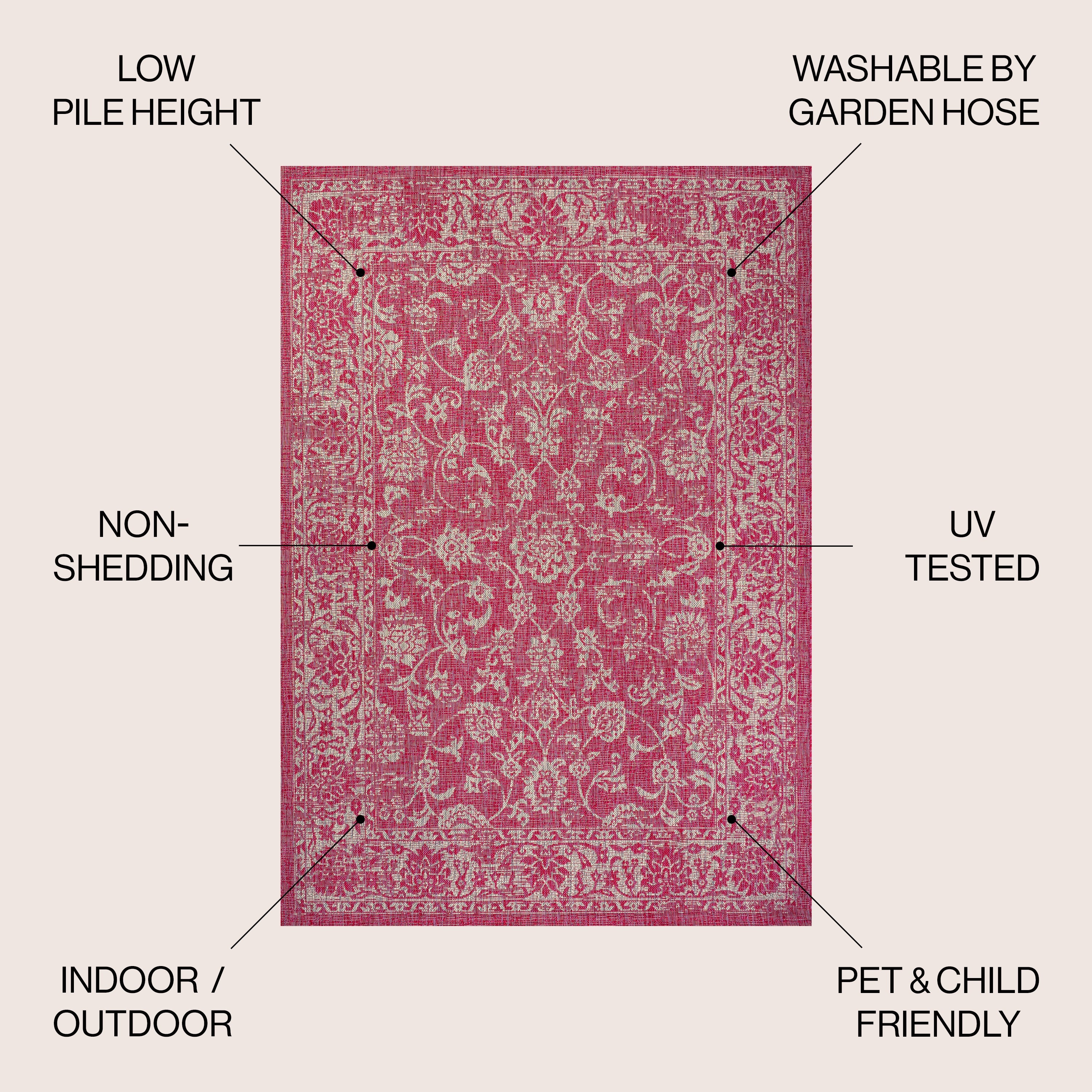 Tela Bohemian Textured Weave Floral Indoor/Outdoor Area Rug