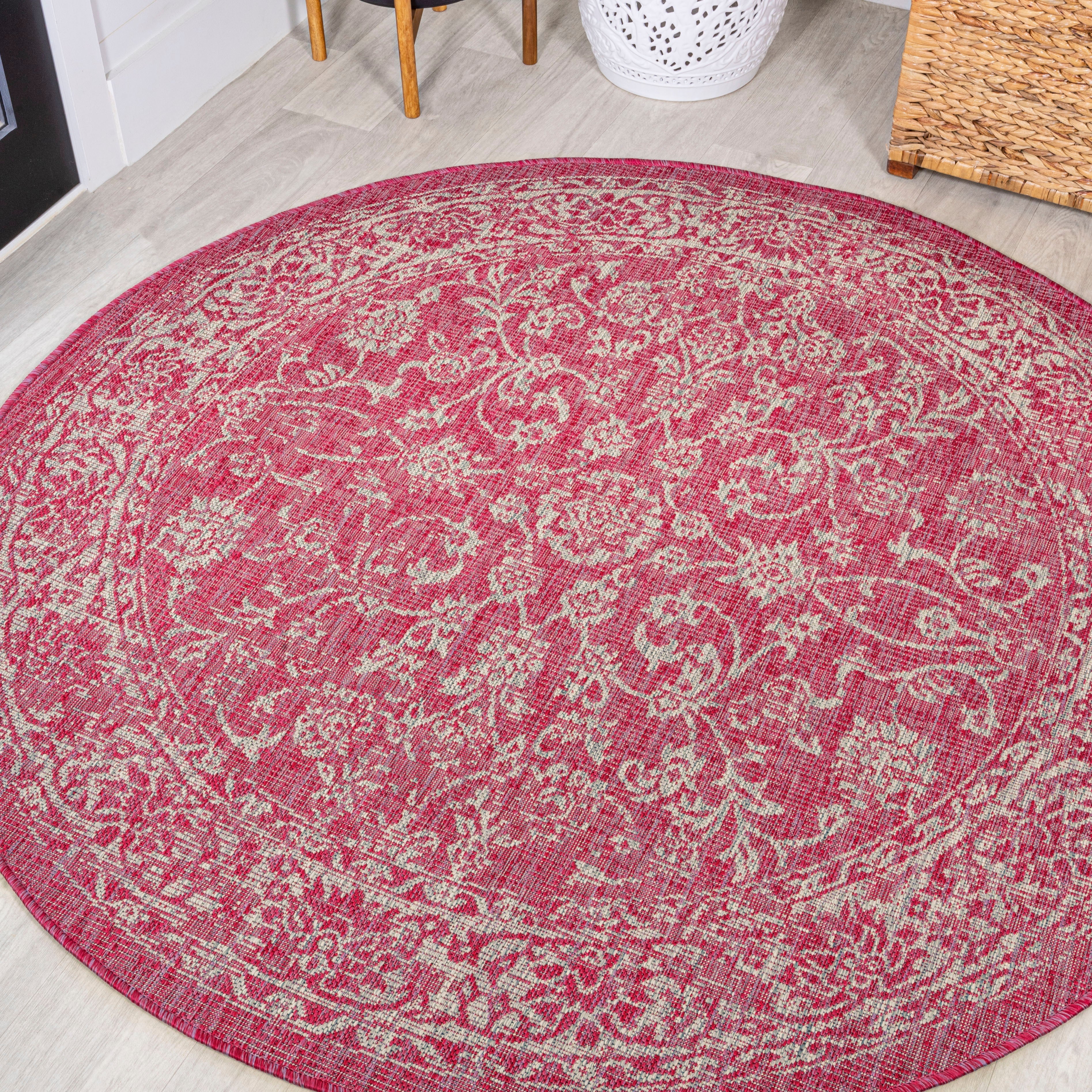 Tela Bohemian Textured Weave Floral Indoor/Outdoor Area Rug