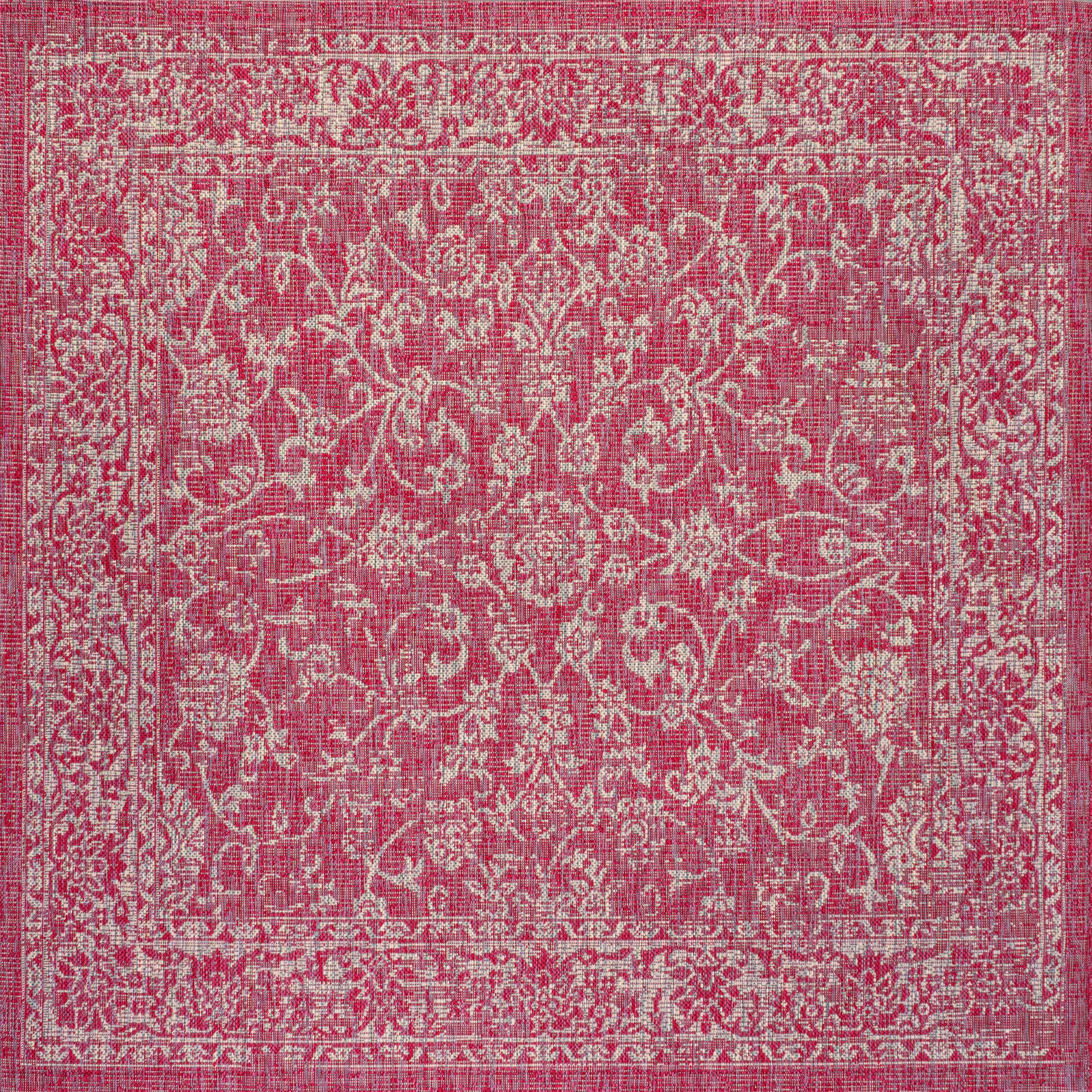 Tela Bohemian Textured Weave Floral Indoor/Outdoor Area Rug