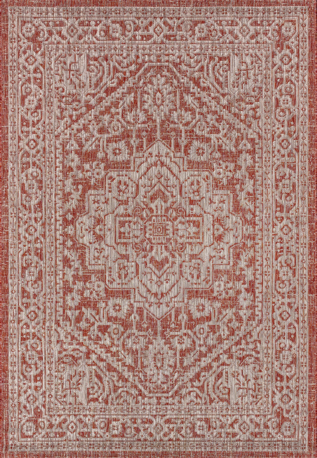 Sinjuri Medallion Textured Weave Indoor/Outdoor Area Rug