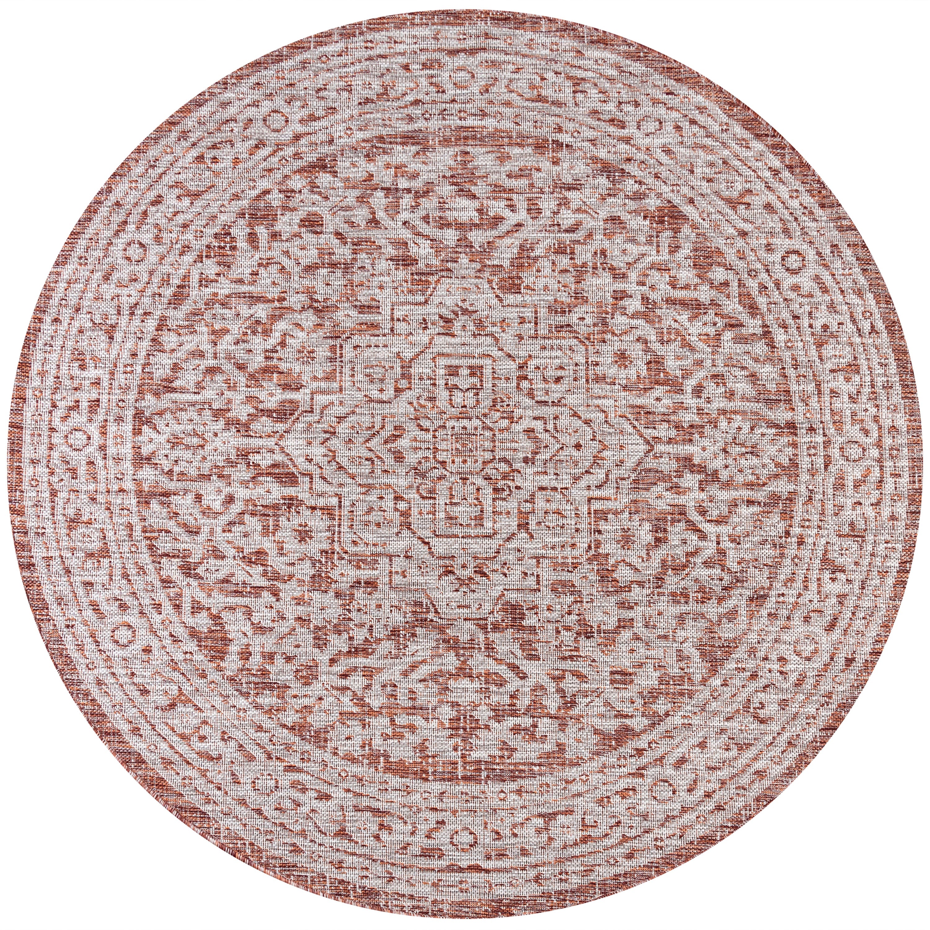Sinjuri Medallion Textured Weave Indoor/Outdoor Area Rug