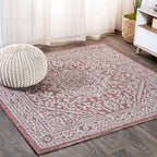 Sinjuri Medallion Textured Weave Indoor/Outdoor Area Rug
