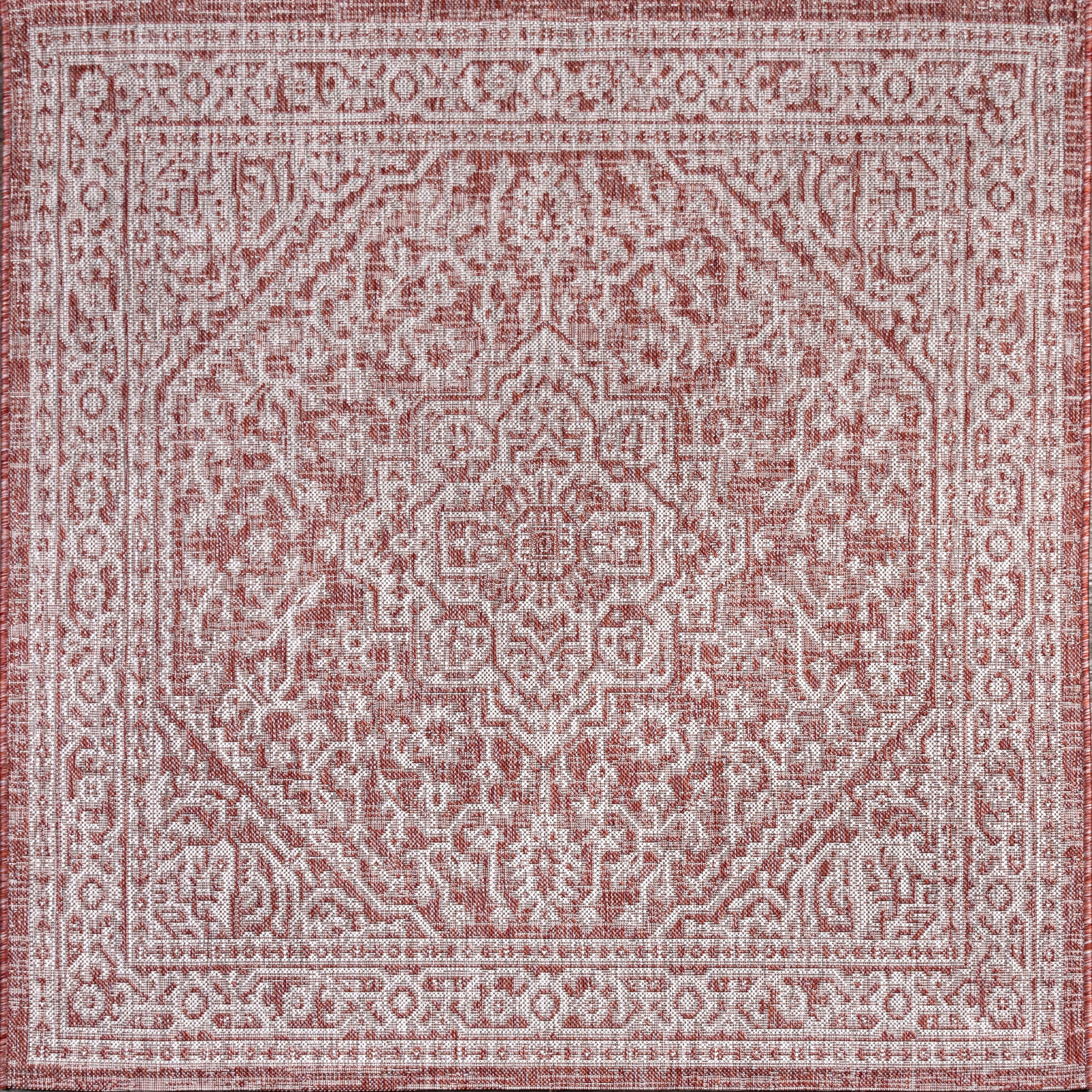 Sinjuri Medallion Textured Weave Indoor/Outdoor Area Rug