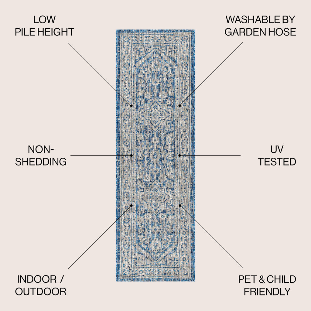 Sinjuri Medallion Textured Weave Indoor/Outdoor Area Rug