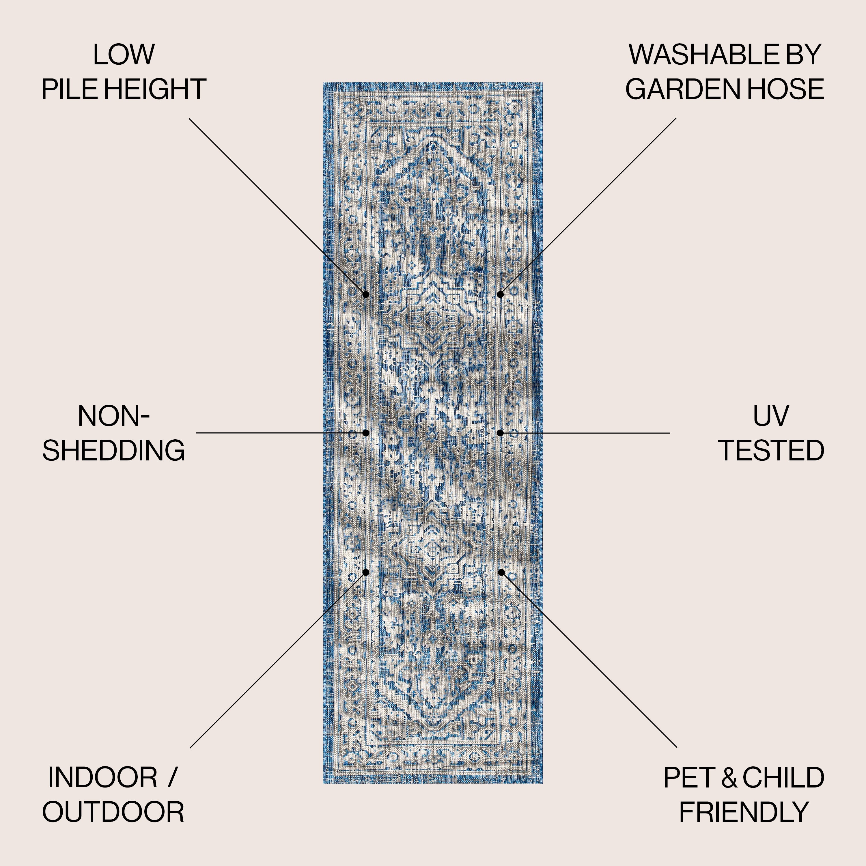 Sinjuri Medallion Textured Weave Indoor/Outdoor Area Rug