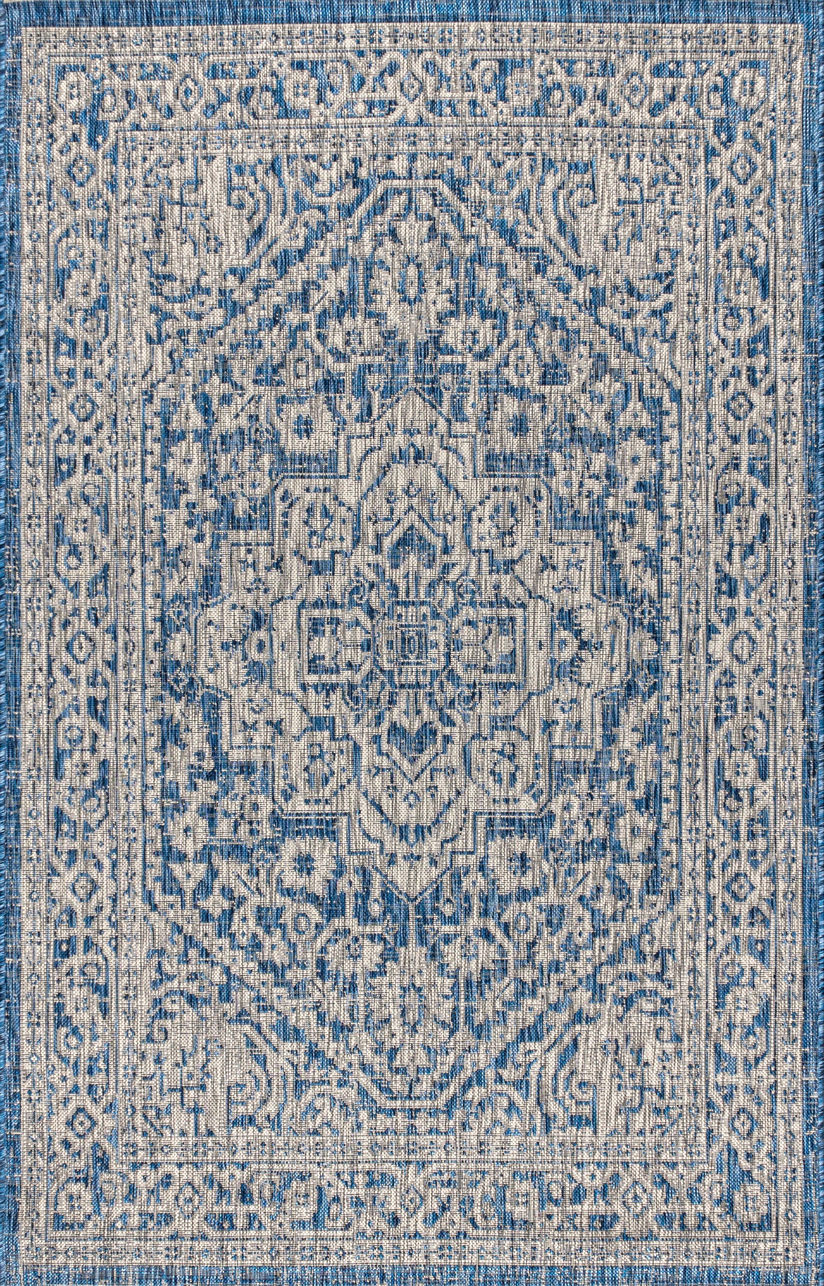 Sinjuri Medallion Textured Weave Indoor/Outdoor Area Rug