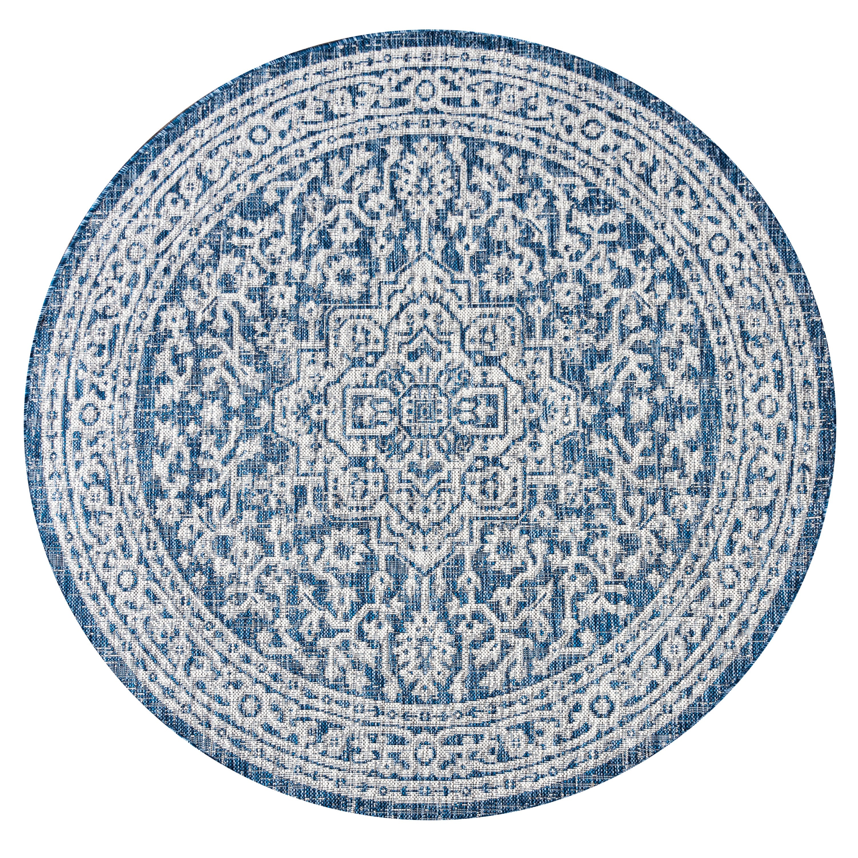Sinjuri Medallion Textured Weave Indoor/Outdoor Area Rug