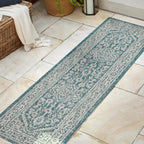 Sinjuri Medallion Textured Weave Indoor/Outdoor Area Rug