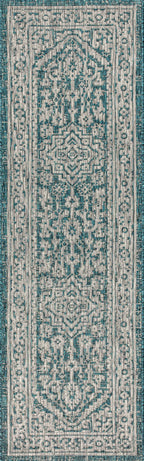 Sinjuri Medallion Textured Weave Indoor/Outdoor Area Rug