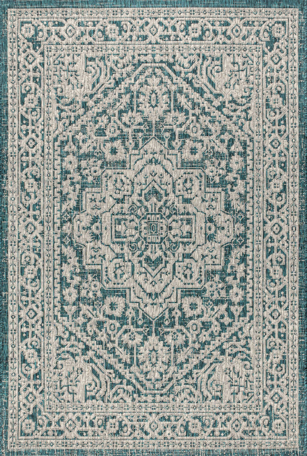 Sinjuri Medallion Textured Weave Indoor/Outdoor Area Rug