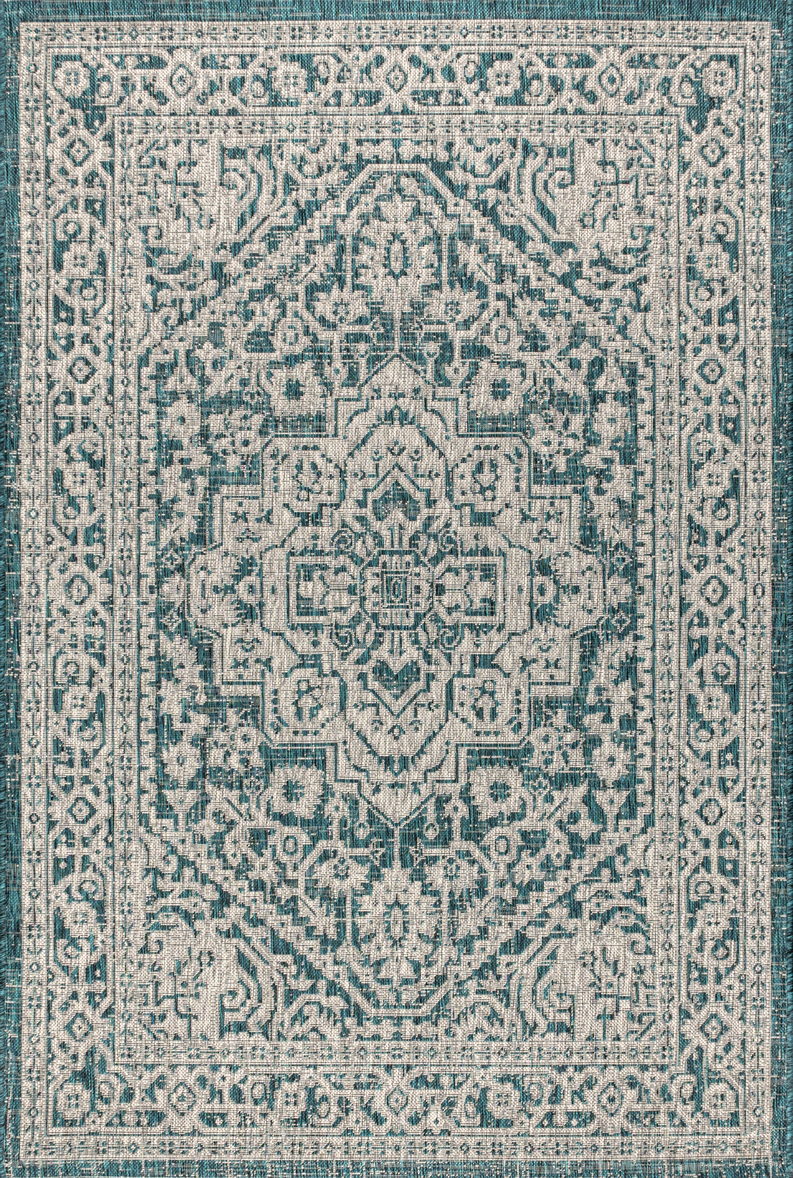 Sinjuri Medallion Textured Weave Indoor/Outdoor Area Rug