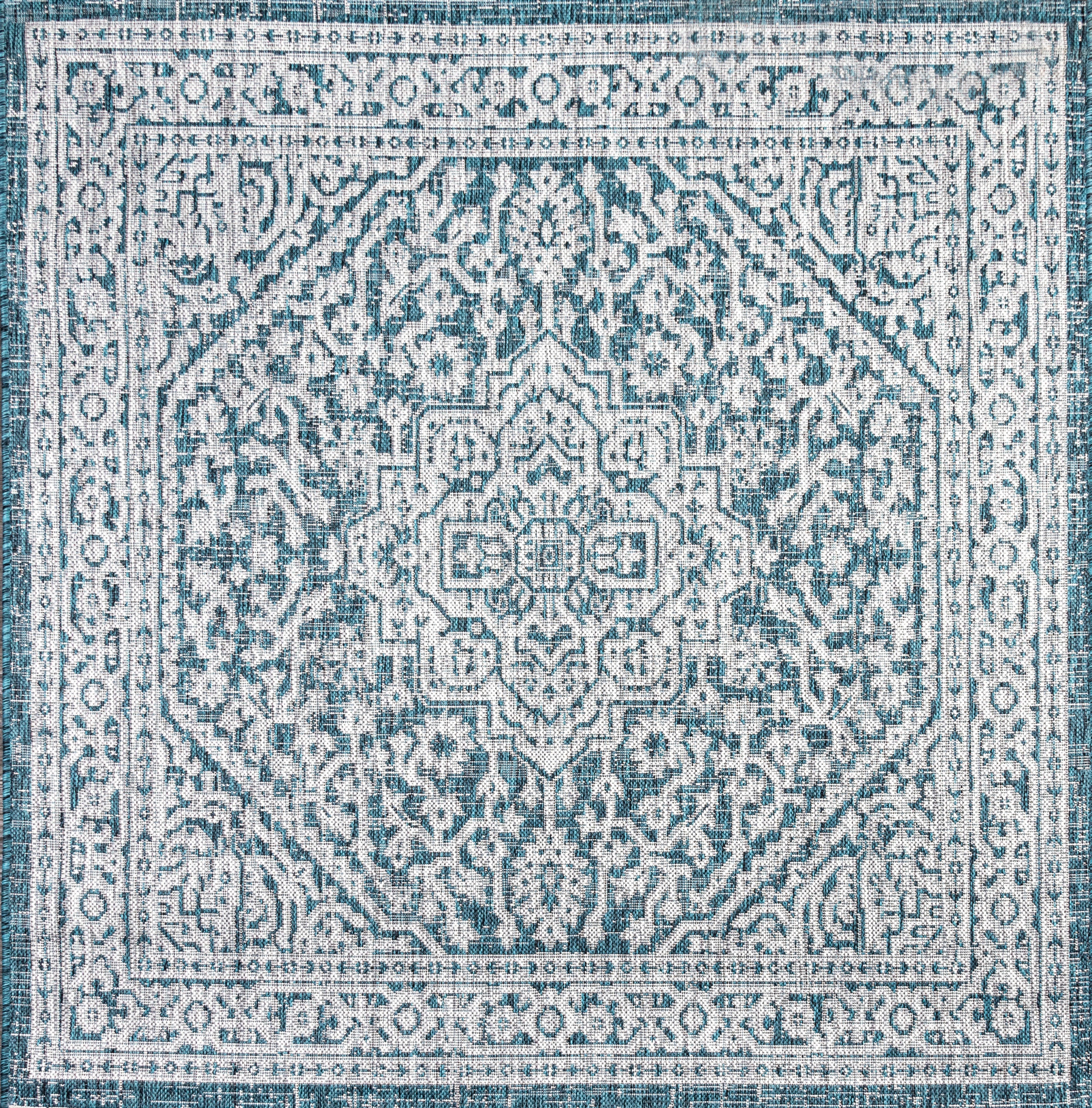 Sinjuri Medallion Textured Weave Indoor/Outdoor Area Rug